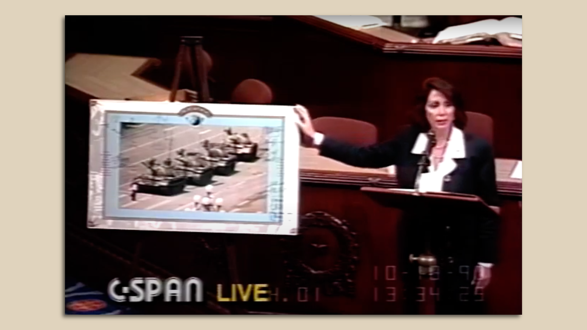 Nancy Pelosi giving floor speech about Tiananmen Square