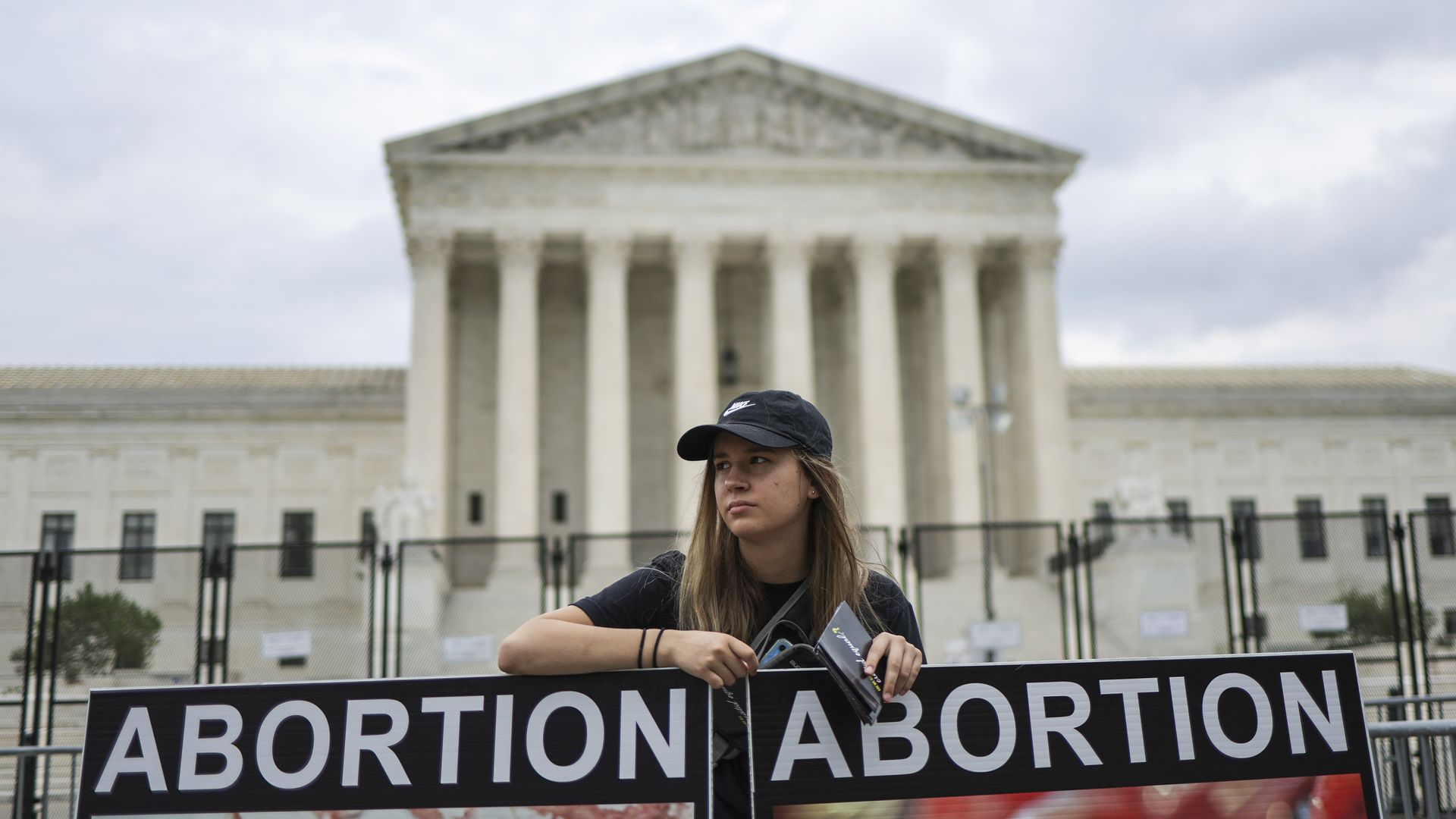 An anti-abortion activist protest outside the U.S. Supreme Court.