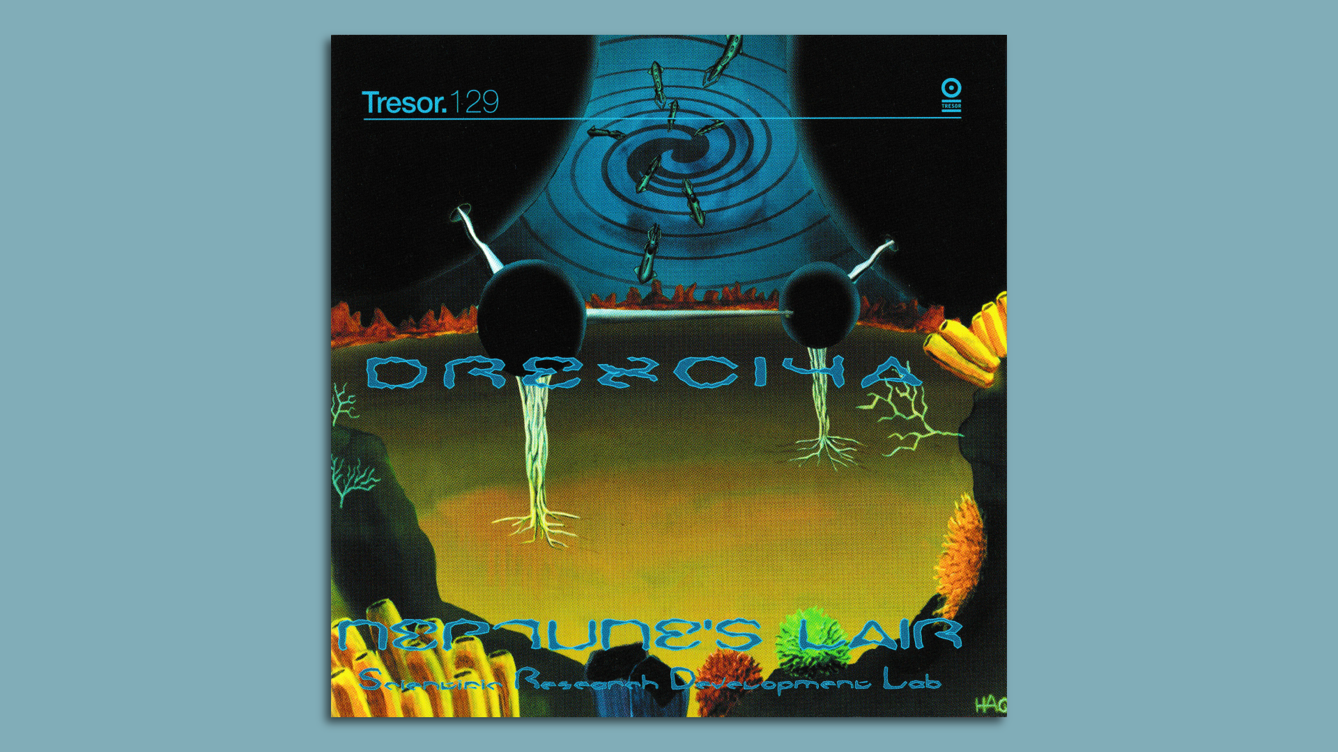 Cover art for an album shows an undersea landscape.