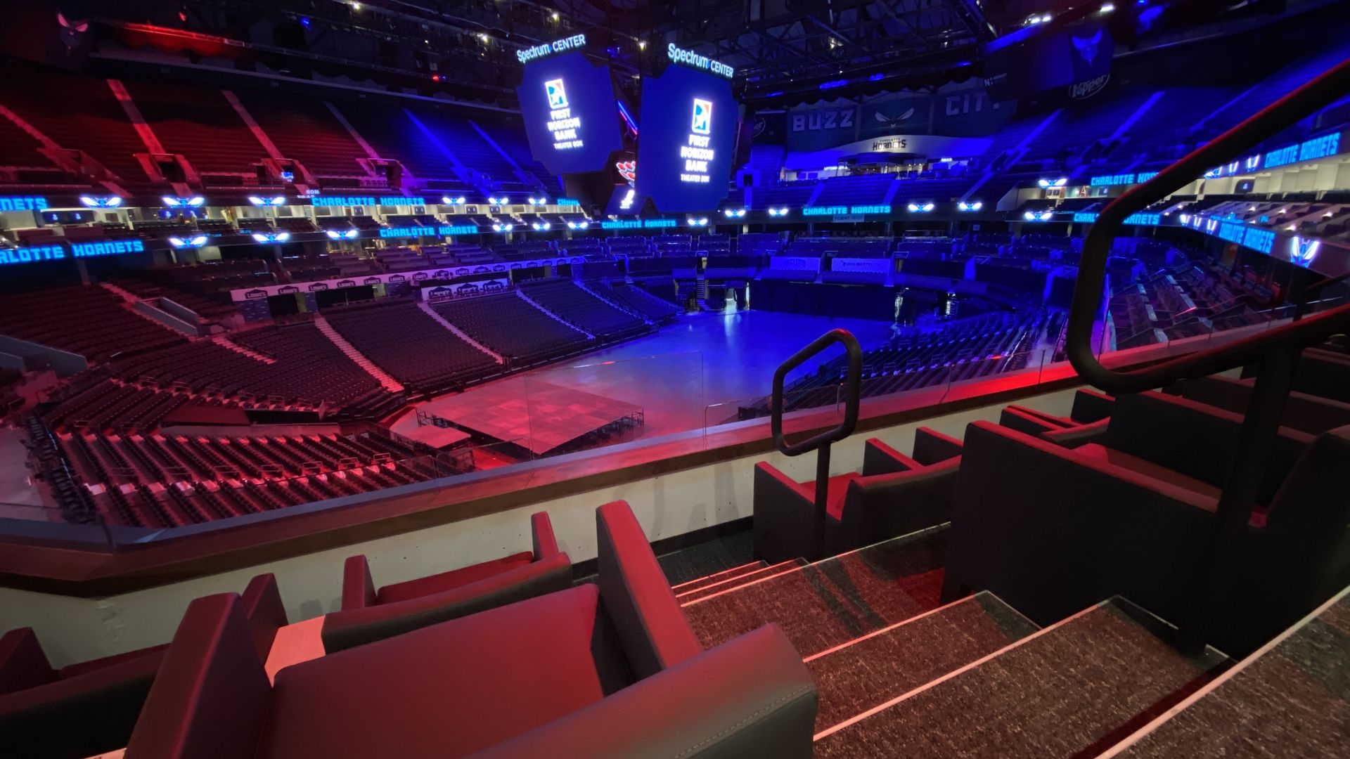 View of from the theater box at Spectrum Center. 