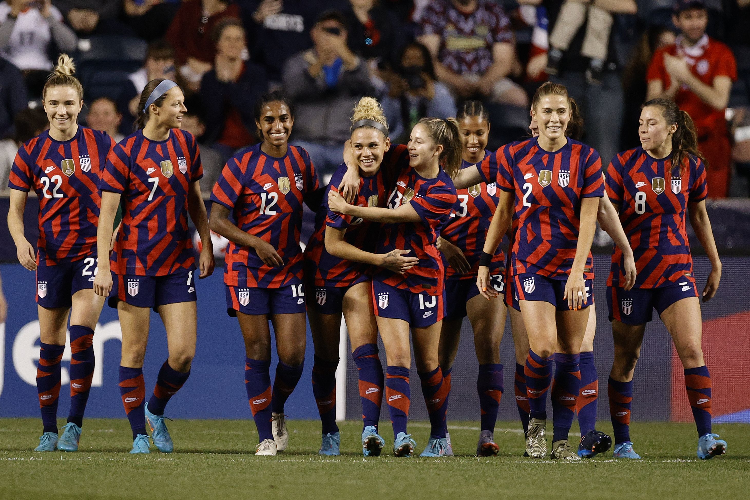USWNT celebrating