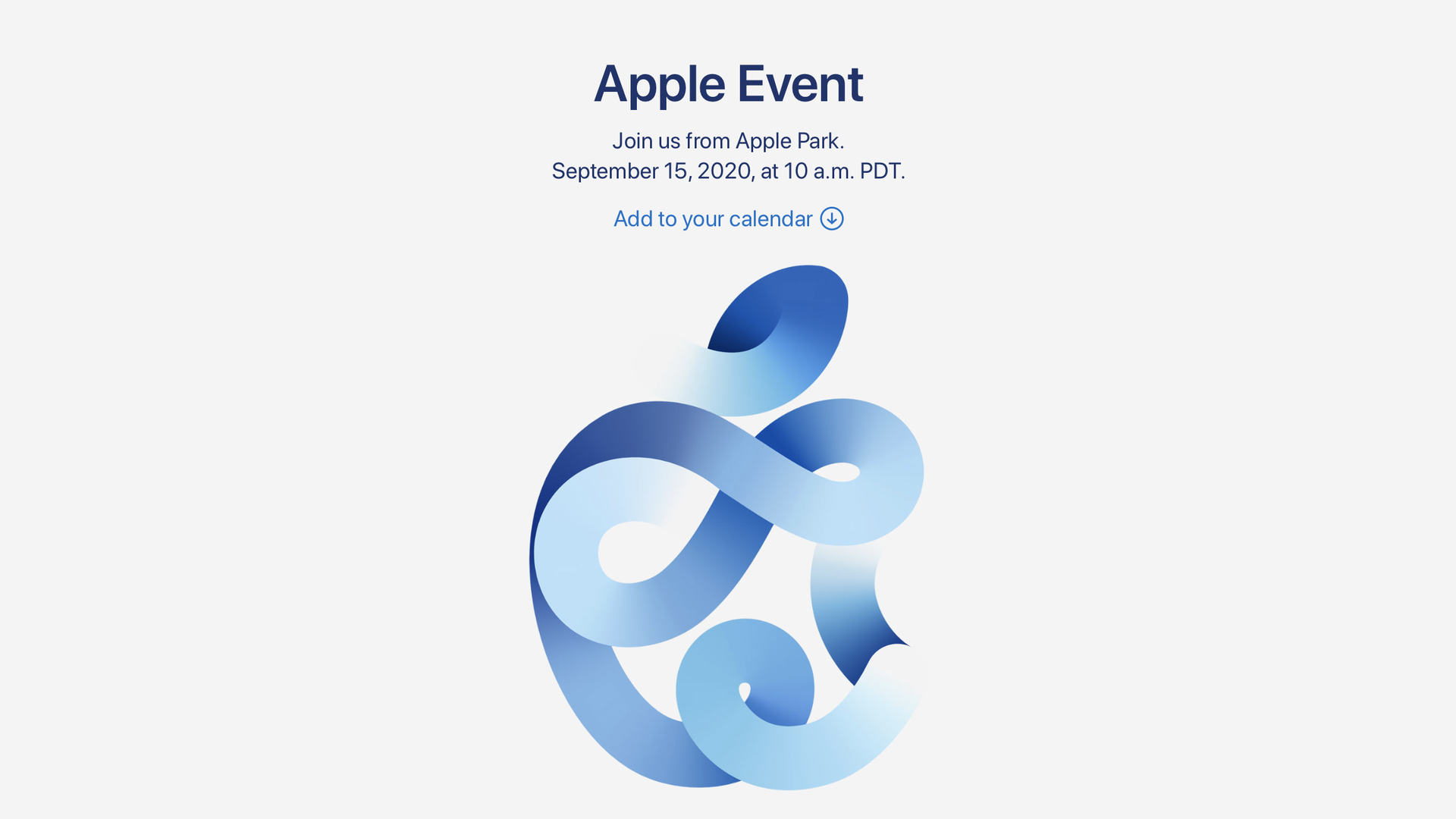 A screenshot of the Apple web site announcing a Sept. 15 press event