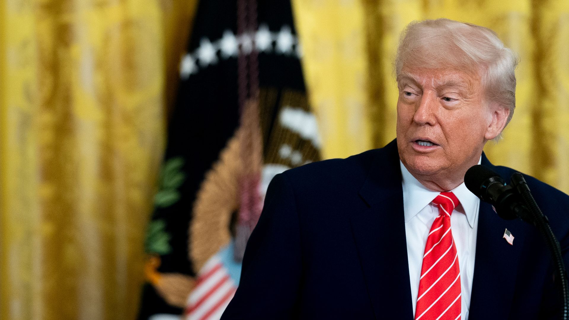 President Trump during a military mothers celebration in the East Room of the White House in Washington, DC, US, on Thursday, May 8. 