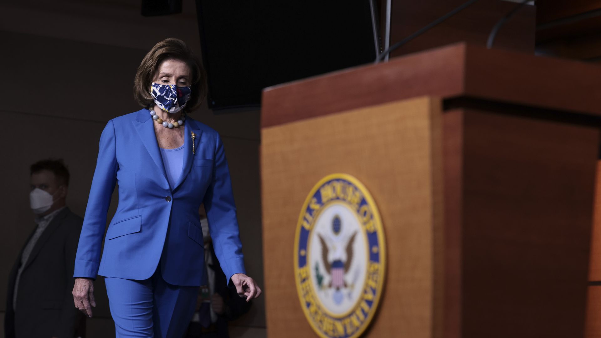 House Speaker Nancy Pelosi (D-CA) walks onstage for a news conference at the U.S. Capitol.