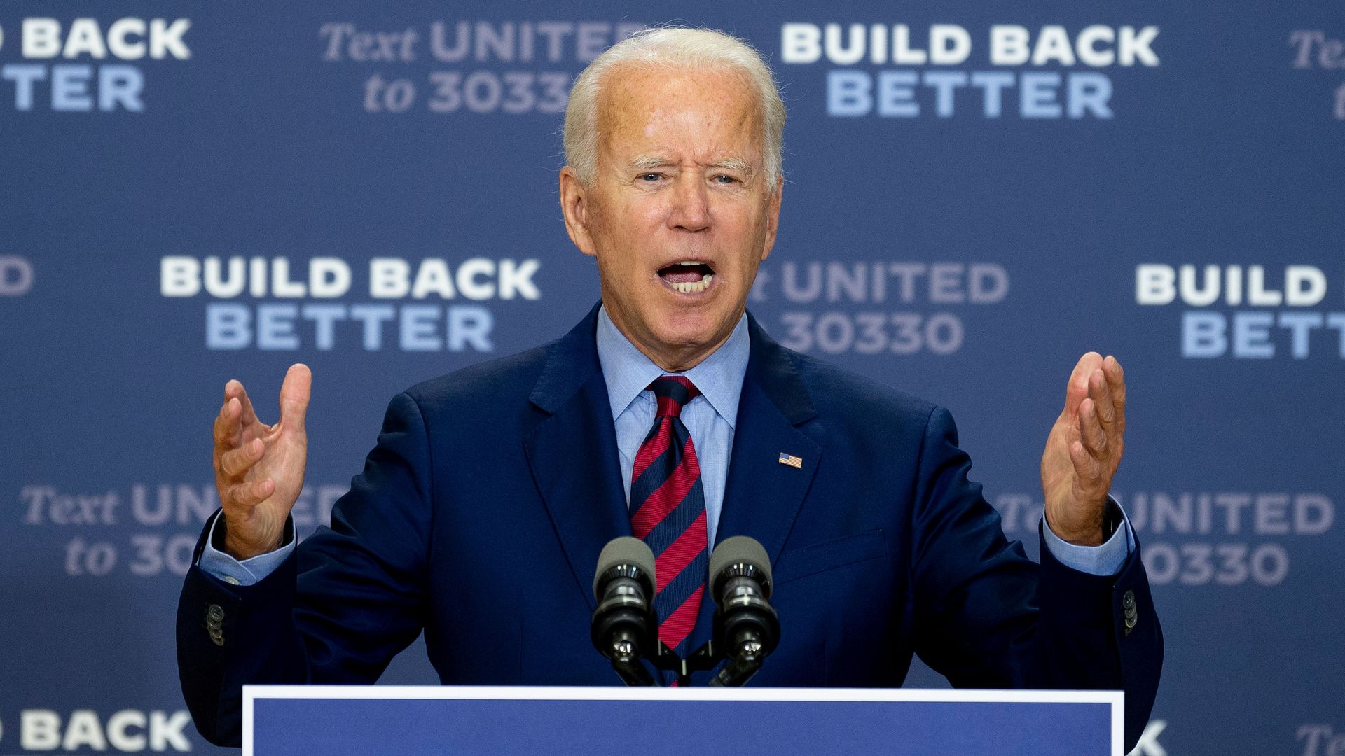 Democratic presidential candidate and former US Vice President Joe Biden speaks on the state of the US economy