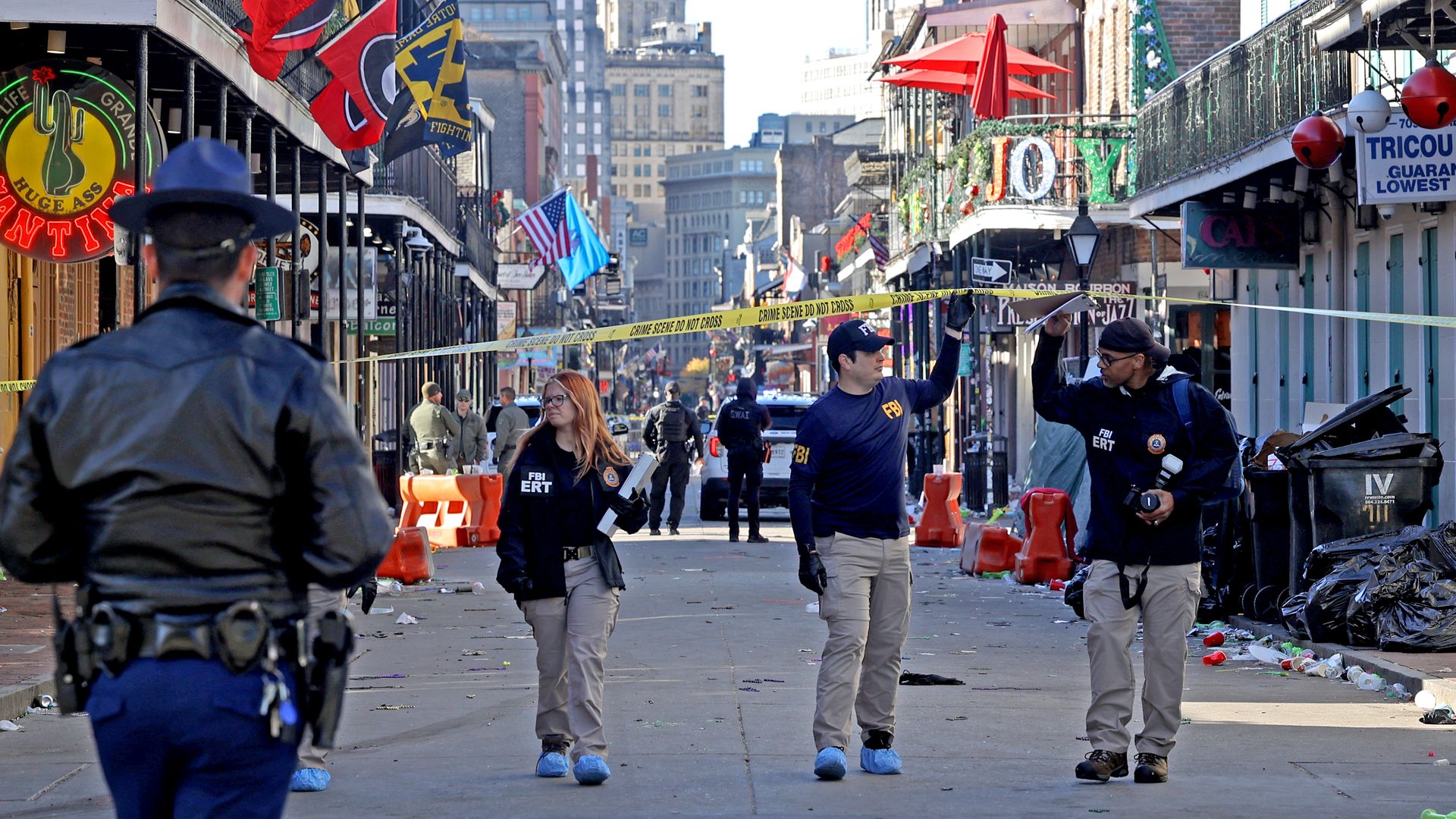 Photo shows law enforcement on Bourbon Street.