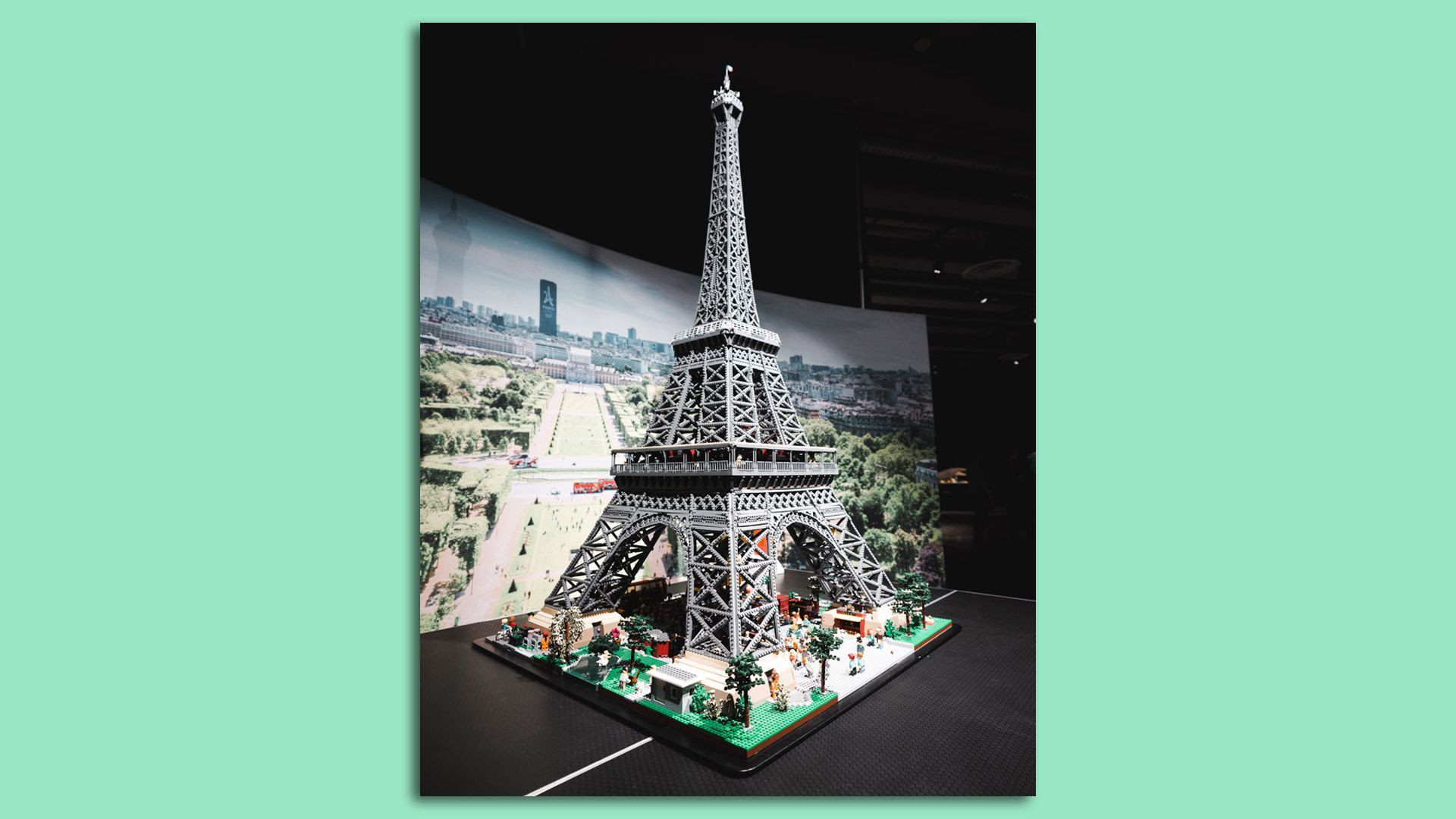 An Eiffel Tower made of 62,000 Lego bricks