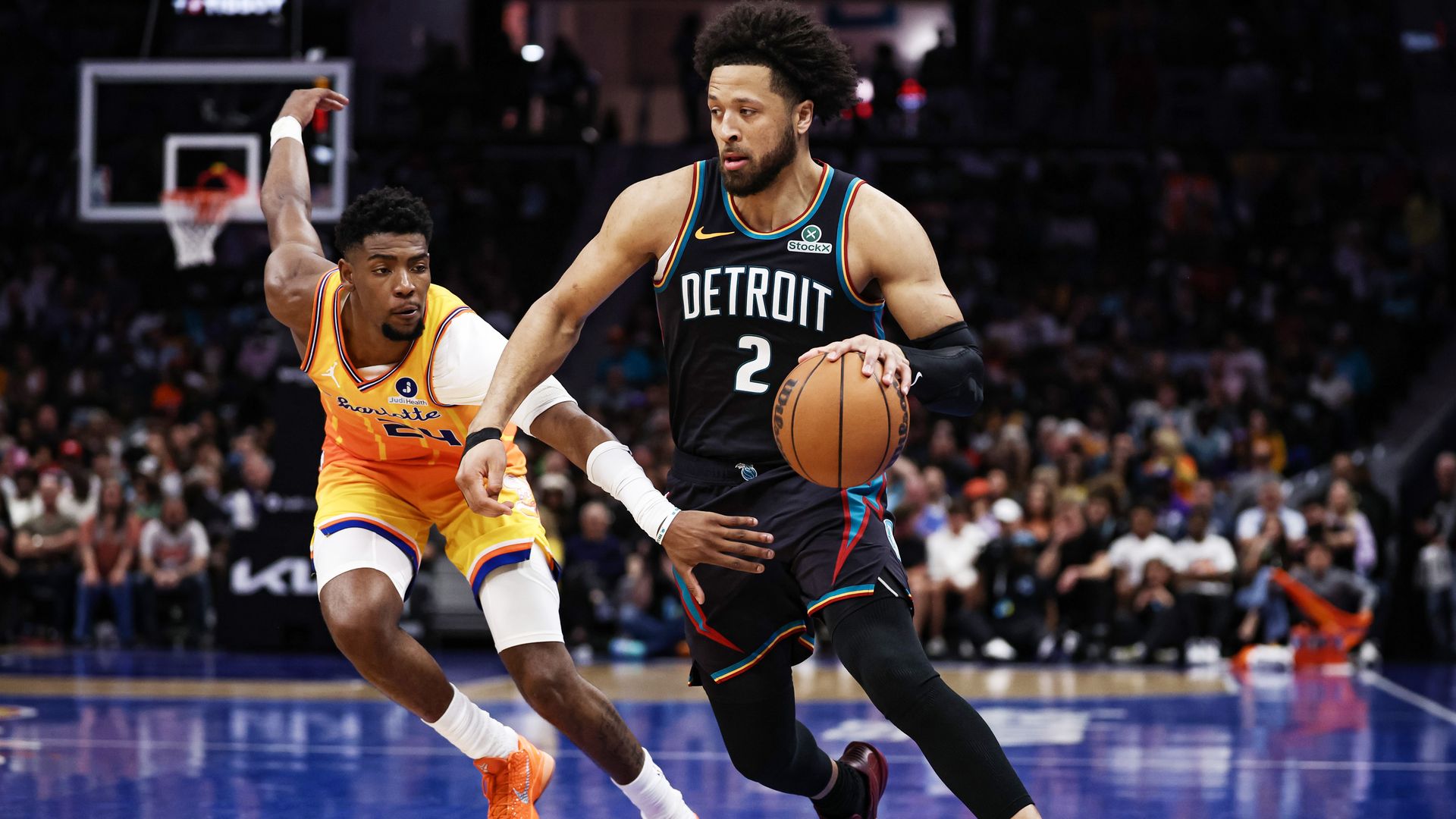 Cade Cunningham drives against Charlotte this month. 