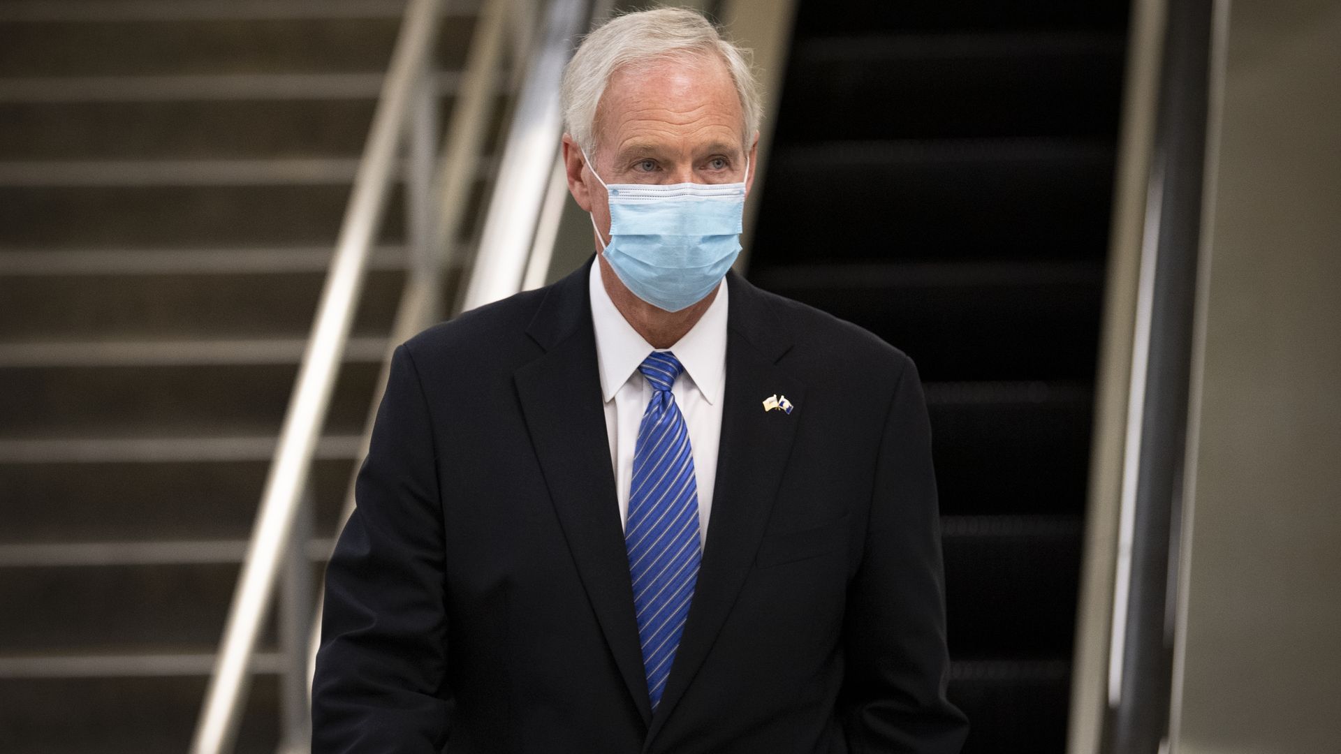 Ron Johnson wearing a mask.