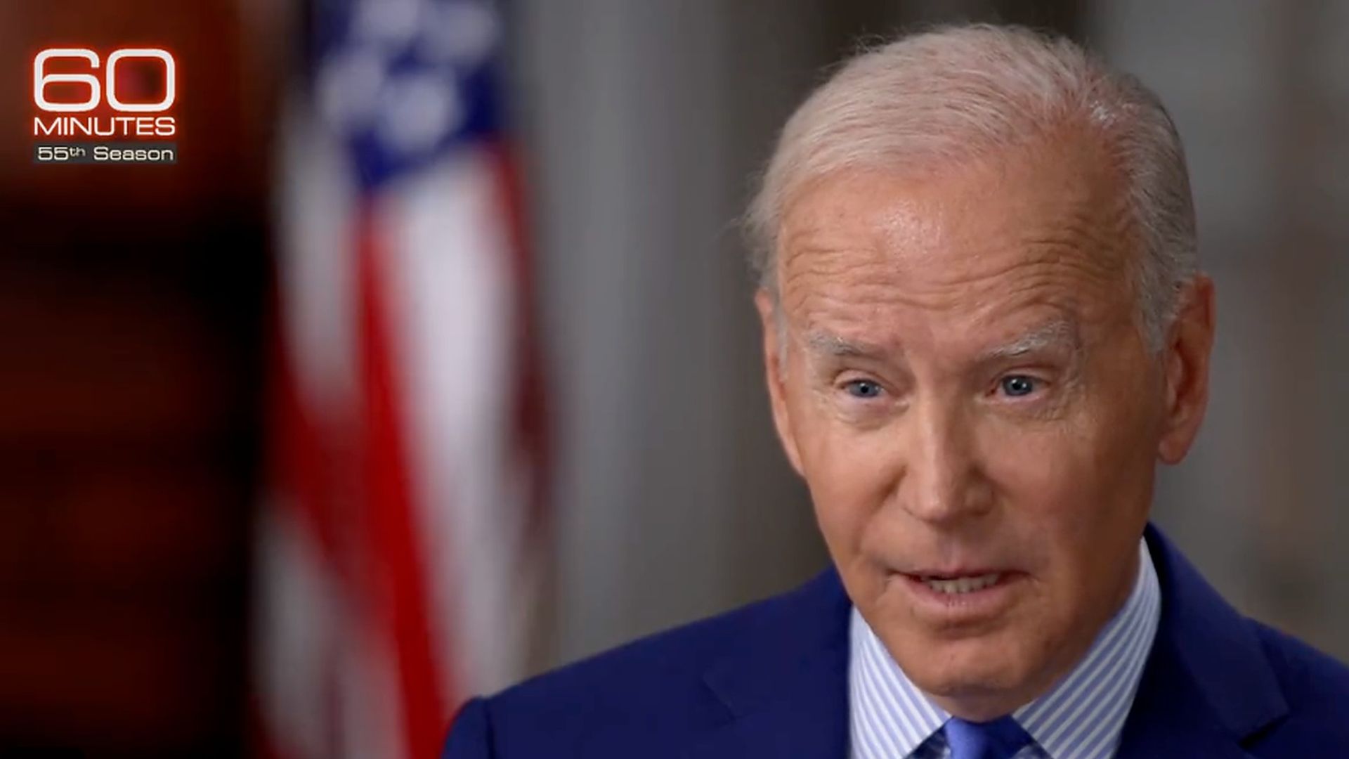 A screenshot of President Biden on CBS' "60 Minutes."