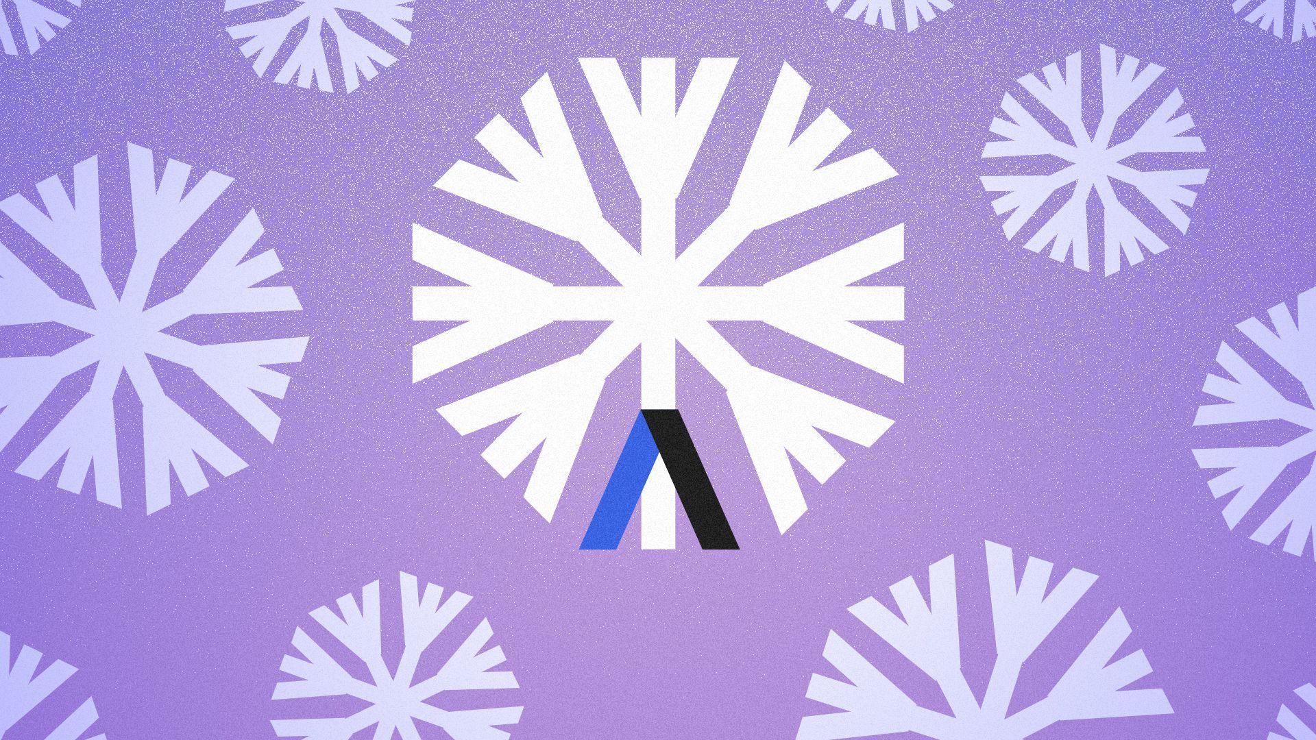 Illustration of snowflakes falling; one has the Axios logo.