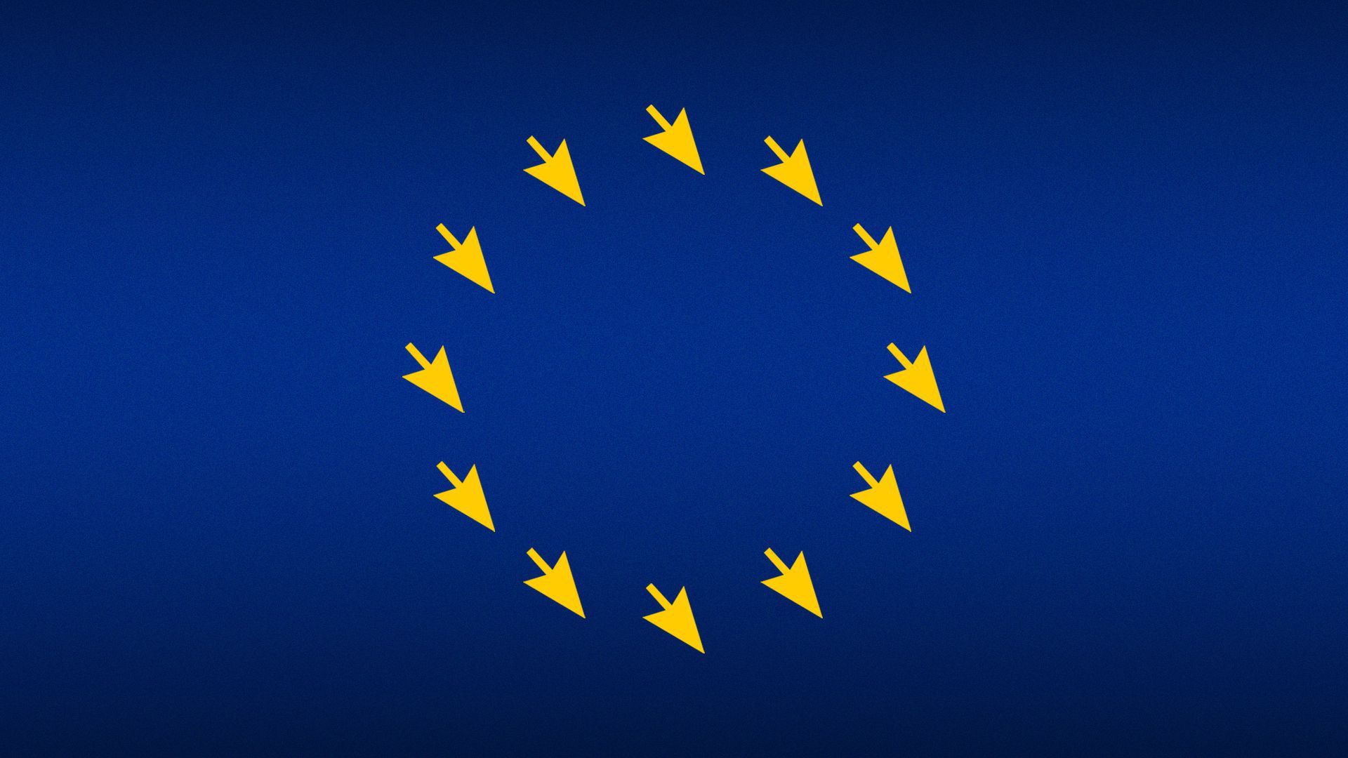 An illustration of the EU flag with yellow cursors replacing the yellow stars