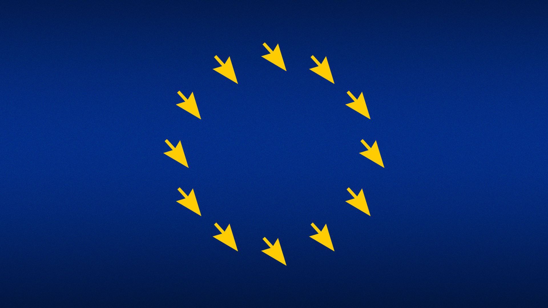 An illustration of the EU flag with yellow cursors replacing the yellow stars