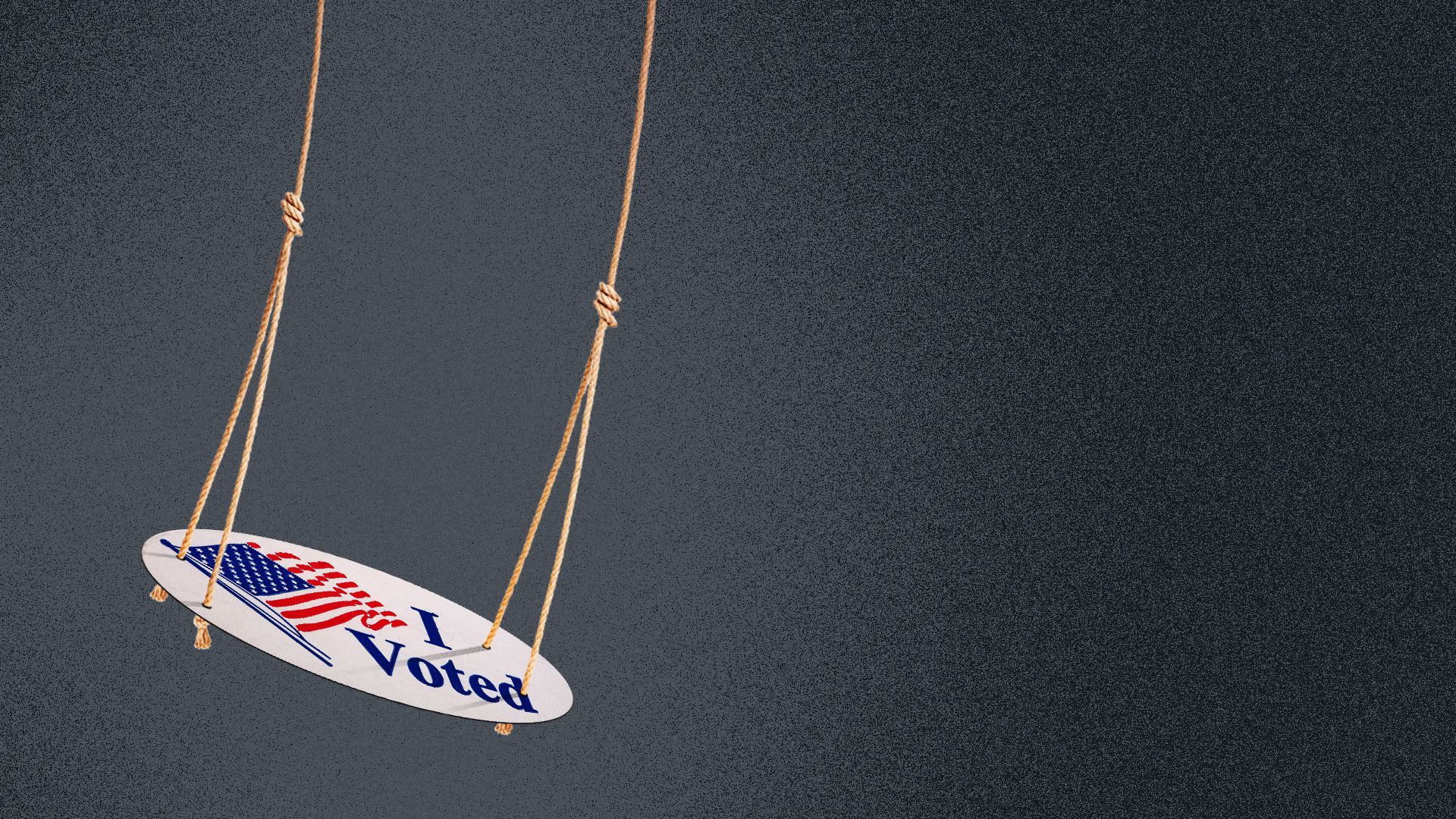 Illustration of an "I Voted" sticker as a swing.