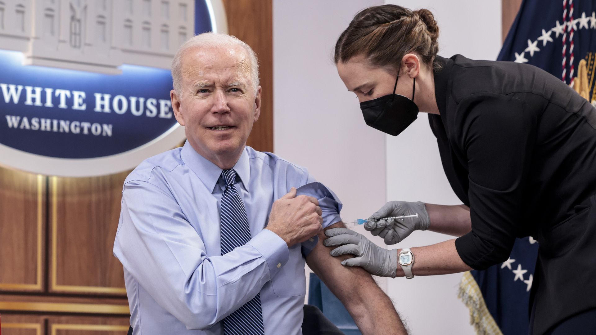 Biden gets his second COVID booster.