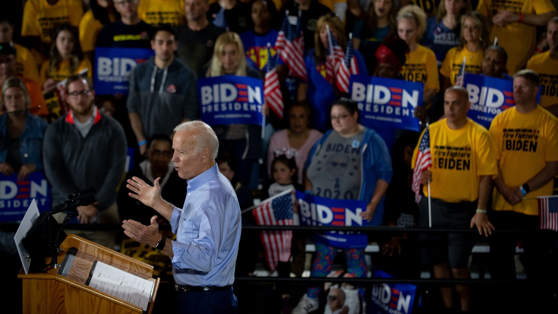 Former Vice President Joe Biden speaks at a campaign rally.