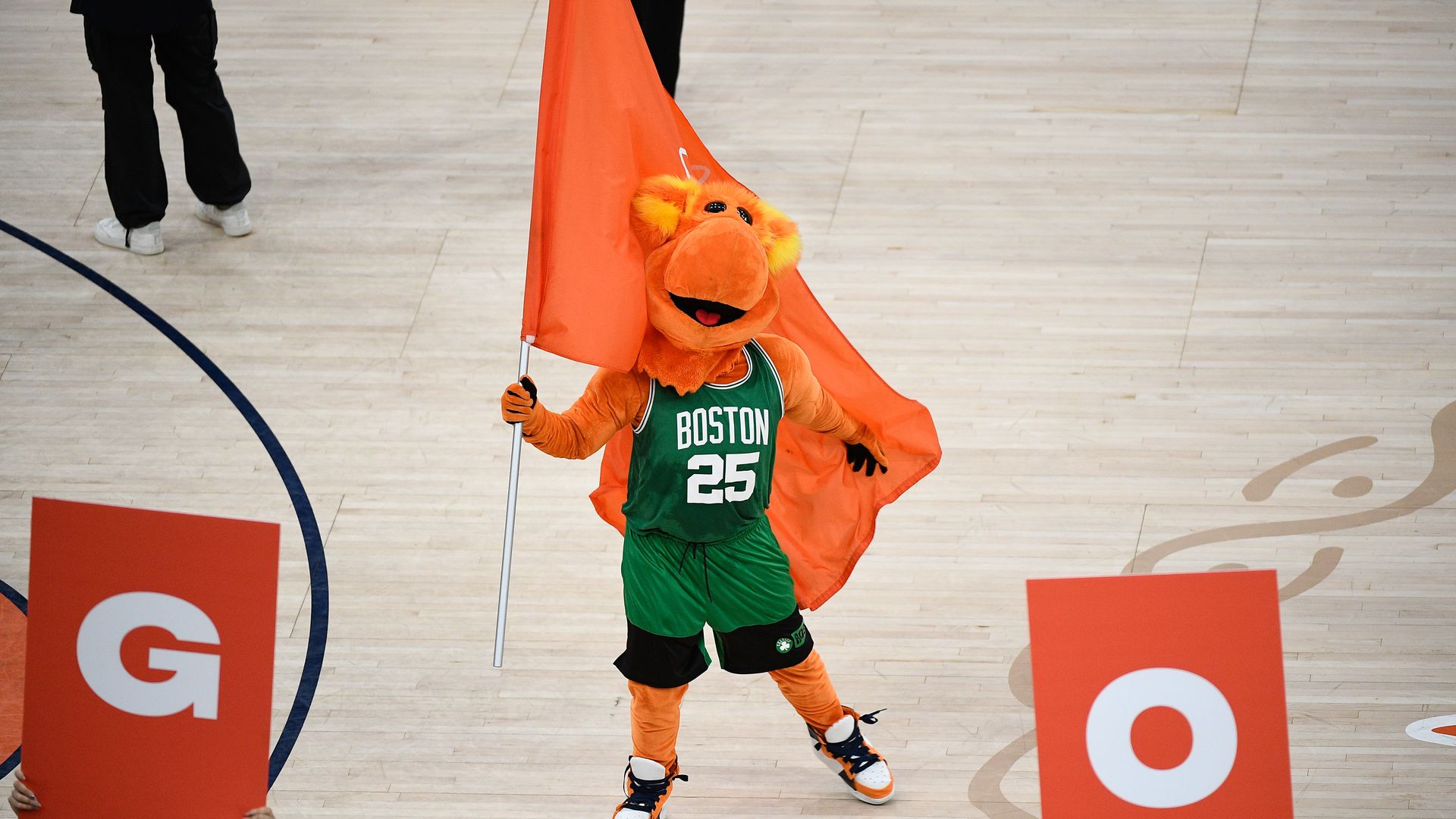 Blaze, the Connecticut Sun mascot, at a recent game in Boston