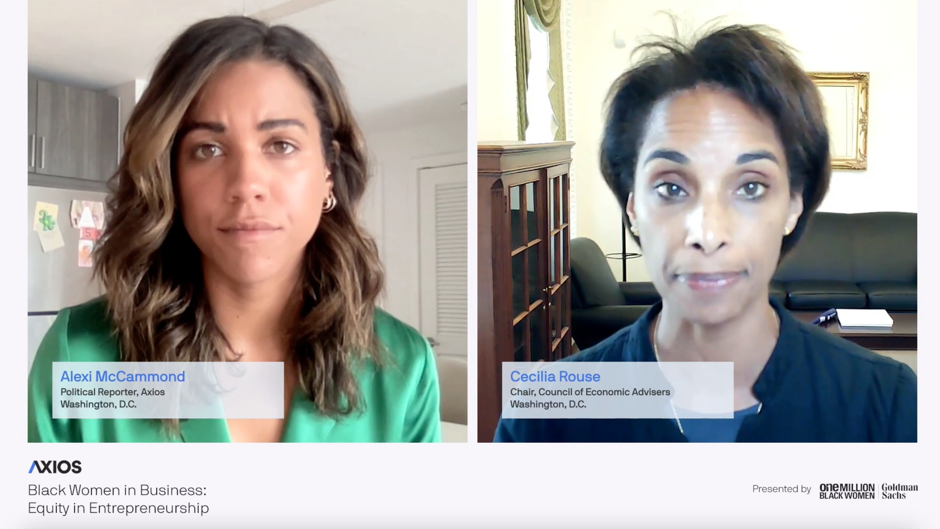 Cecilia Rouse talking to Axios' Alexi McCammond