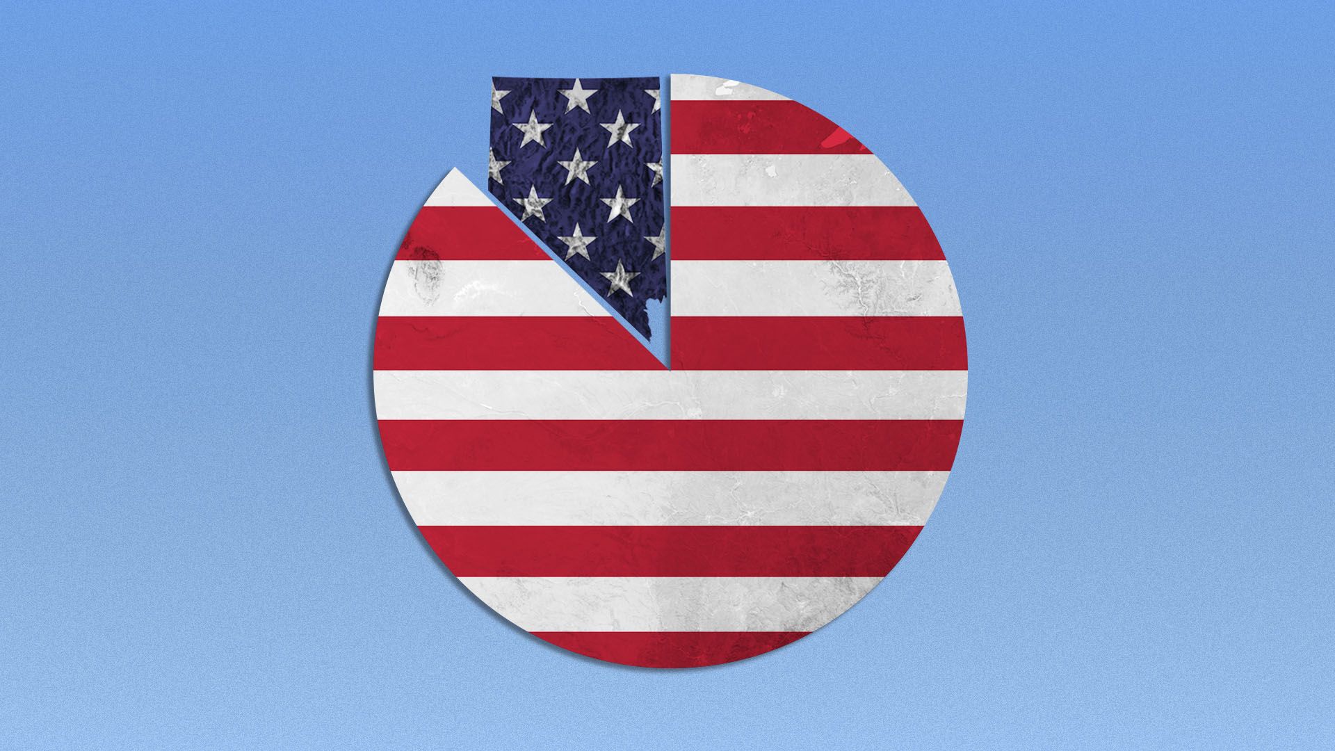 Illustration of the U.S. flag in the shape of a pie chart, with one big slice in the shape of Nevada