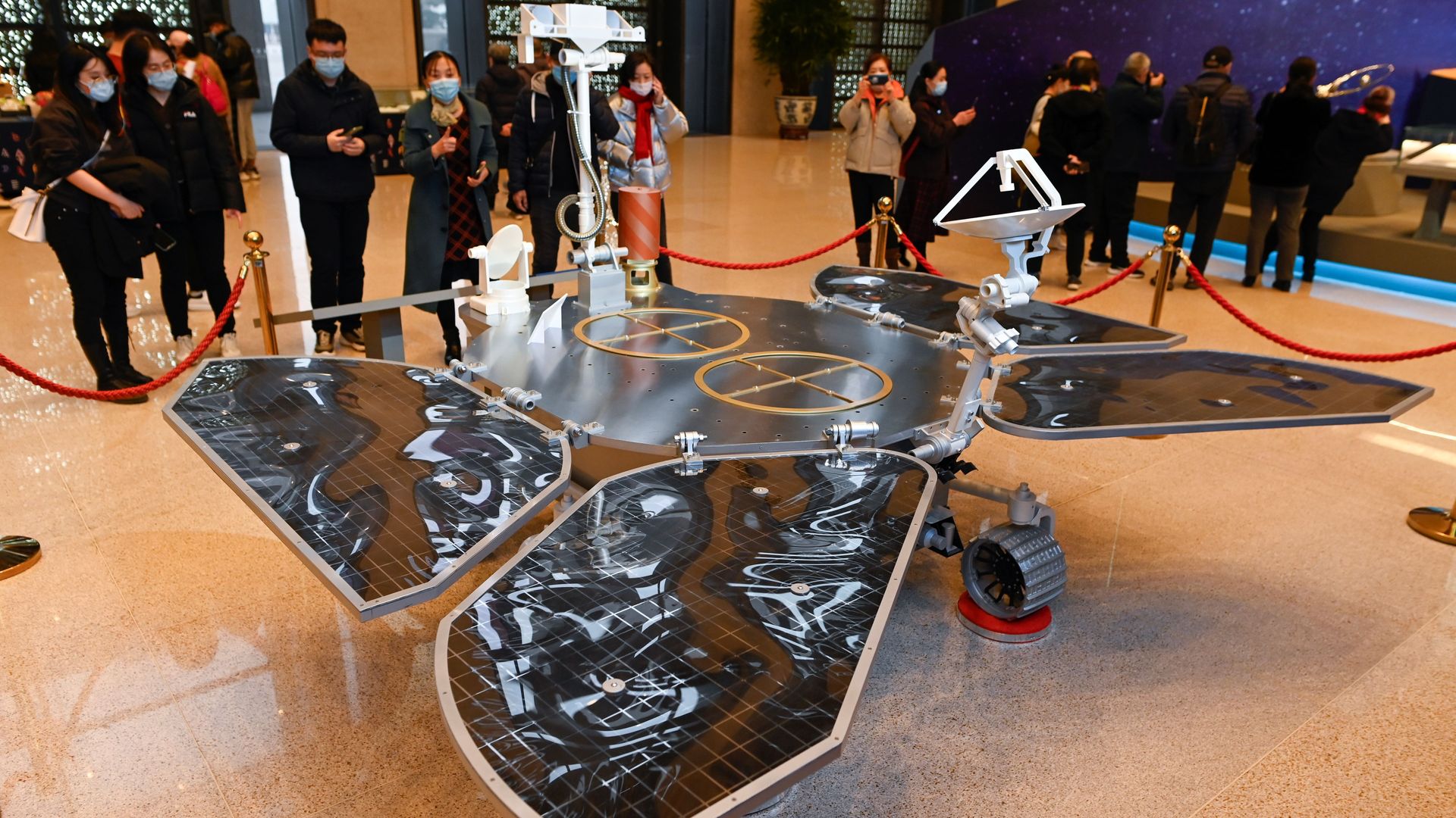 A model of the Tianwen-1 Mars rover is displayed during an exhibition at the National Museum of China in Beijing