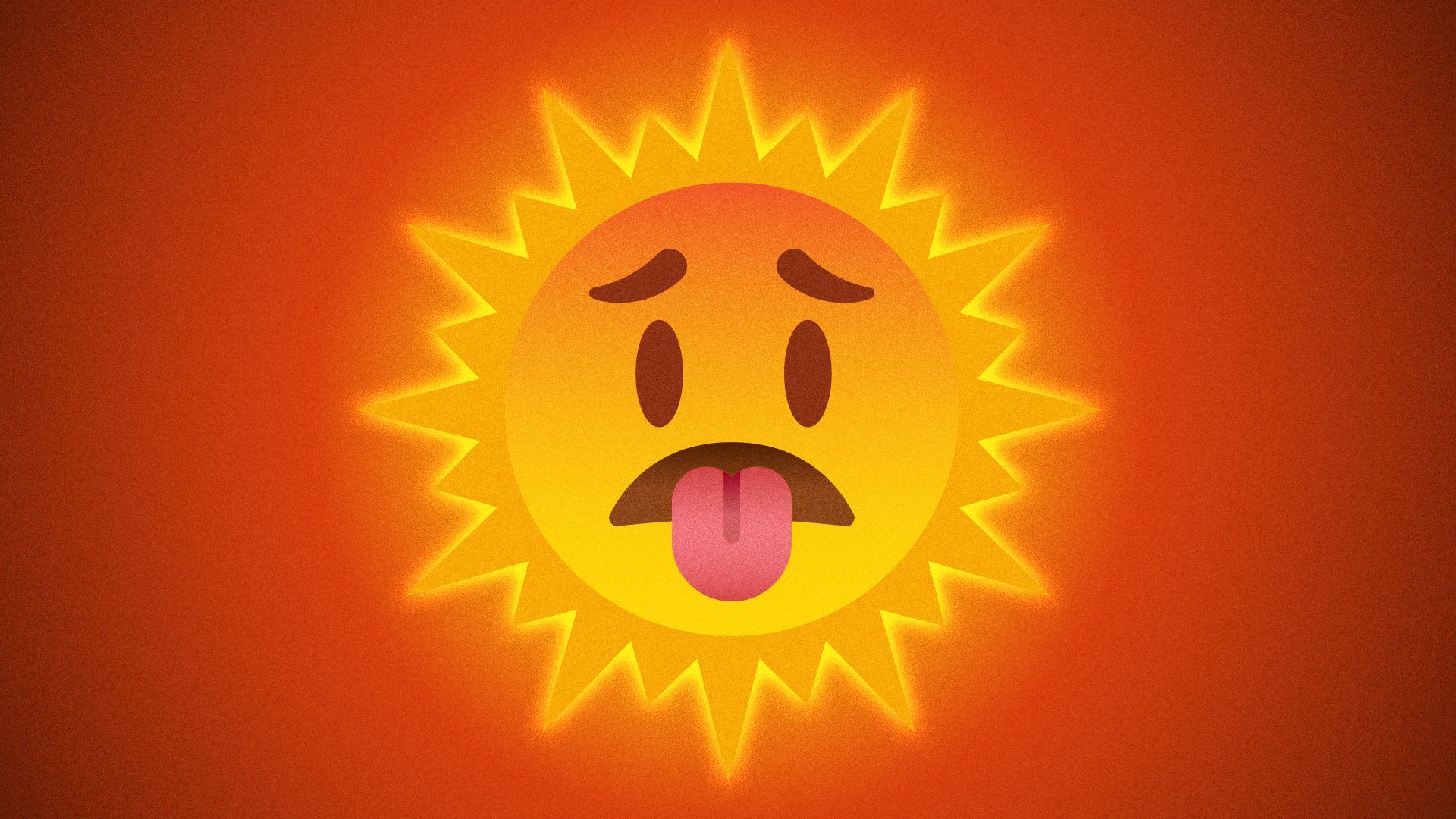 Illustration of the hot emoji as a sun.