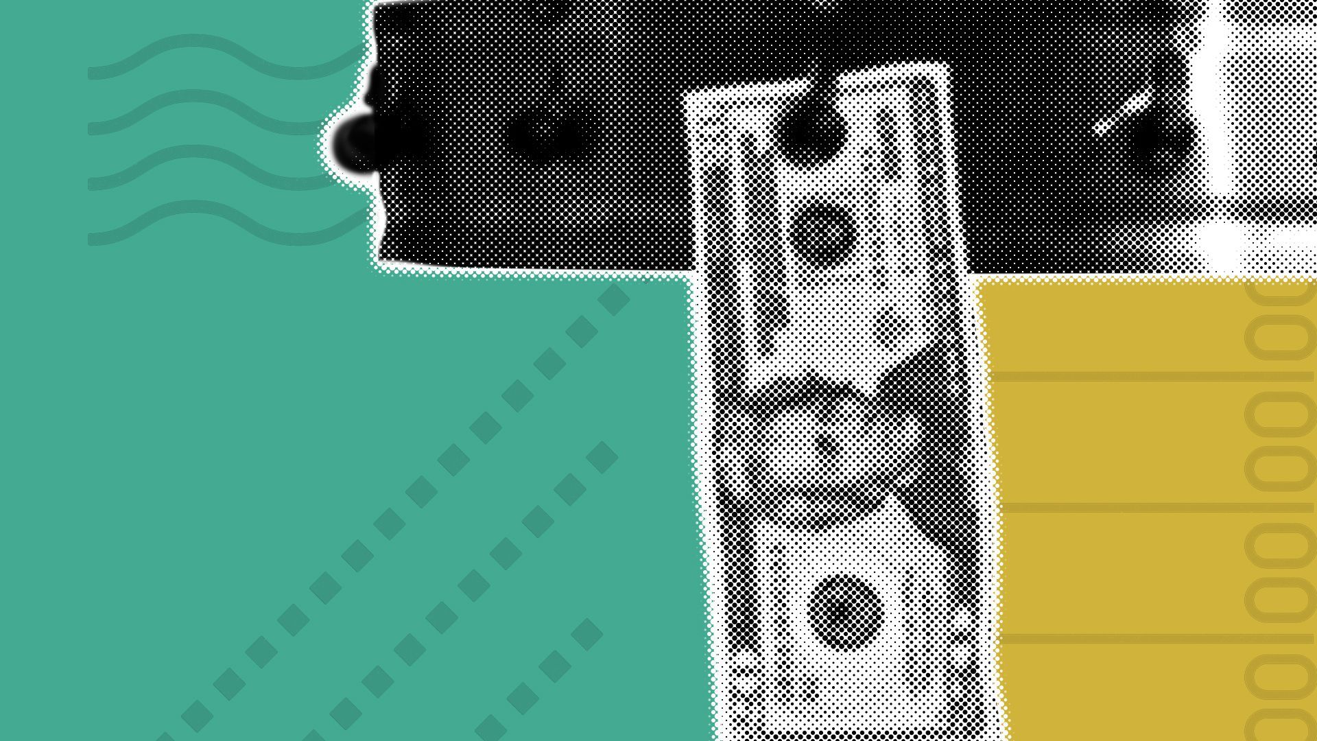 Illustration of a twenty dollar bill on a restaurant ticket wheel.