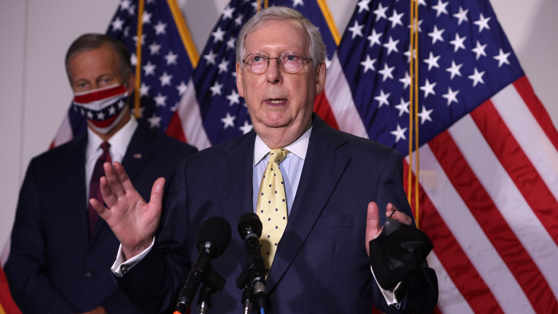 Senate Leader Mitch McConnell gives a press conference