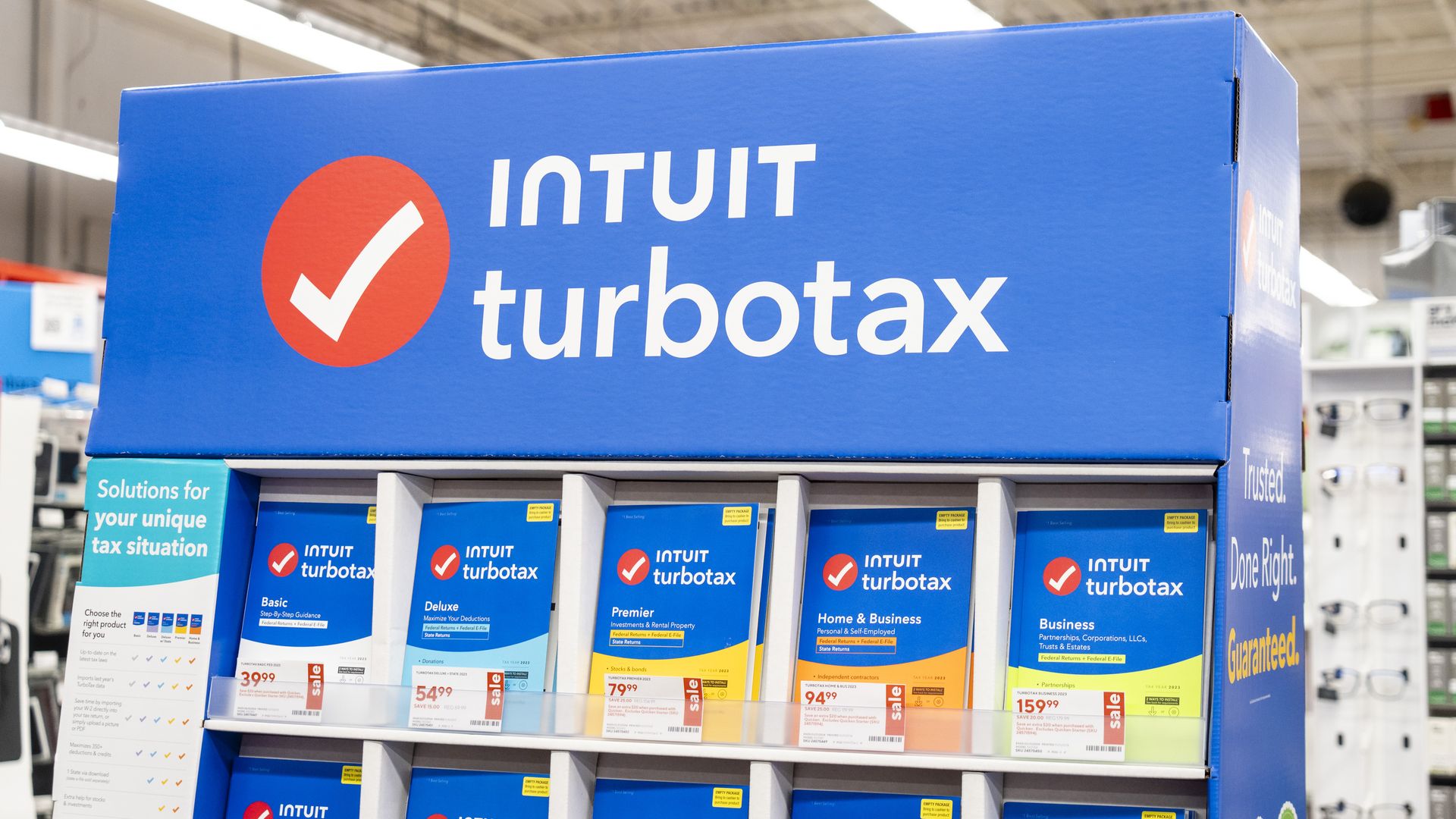 A display of Intuit's Turbotax software at a store