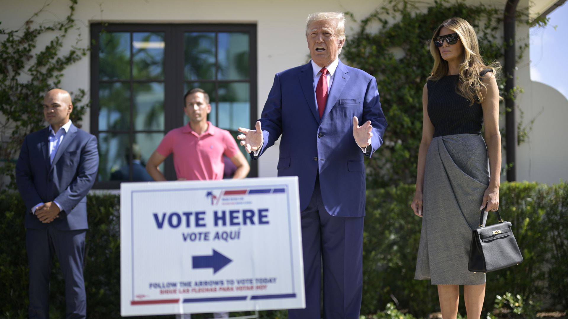 Trump at a voting station