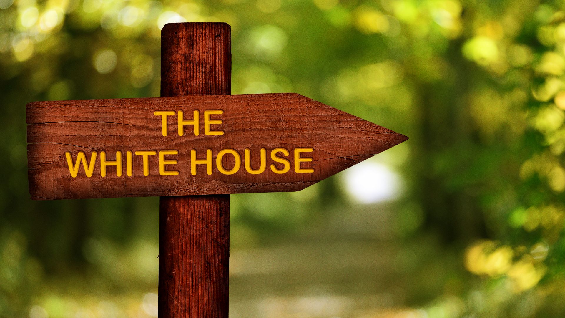 Illustration of a trail head with "The White House" written on it.