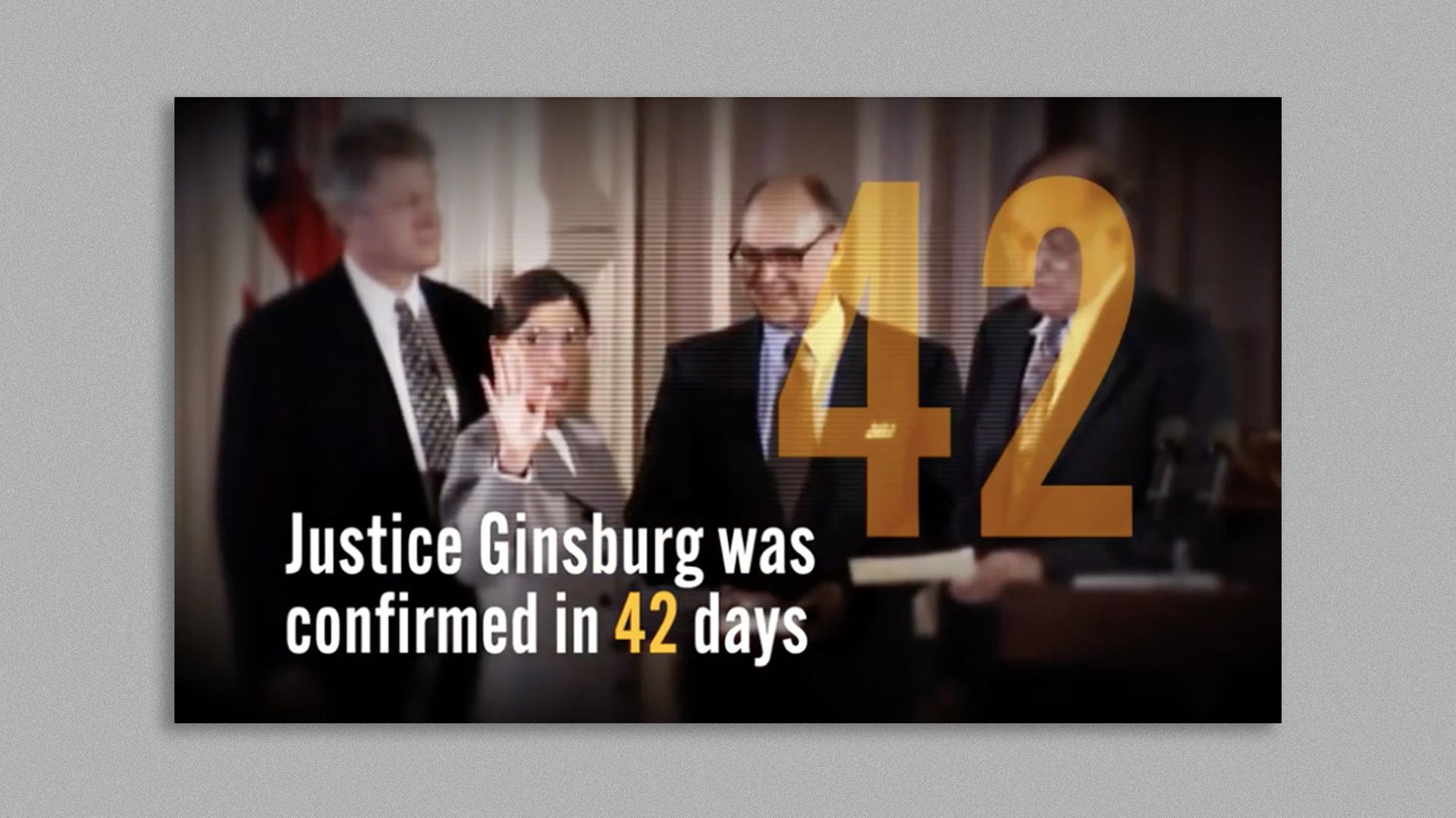 A screengrab of an ad showing RBG was confirmed in just 42 days