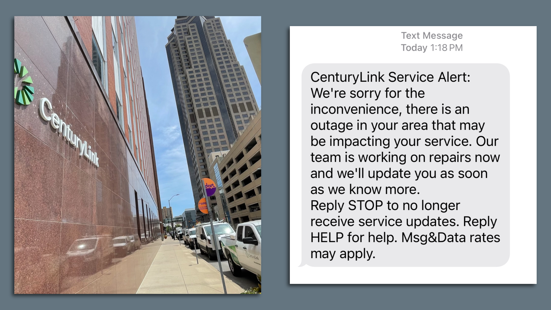 A photo of CenturyLink in downtown Des Moines.