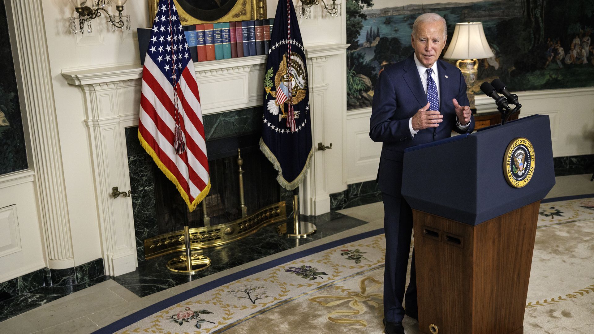 President Biden speaking in the White House on Feb. 8.