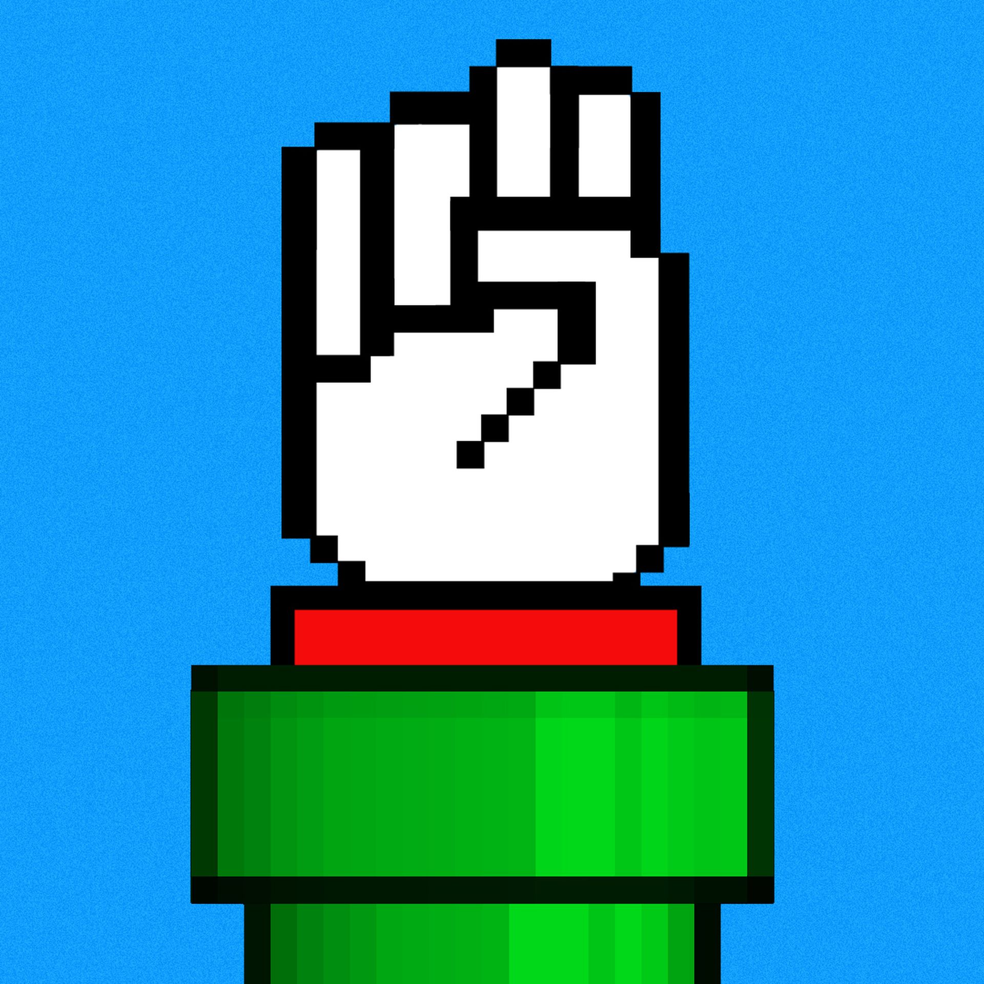 Animated illustration of Mario’s fist coming out of a warp pipe.