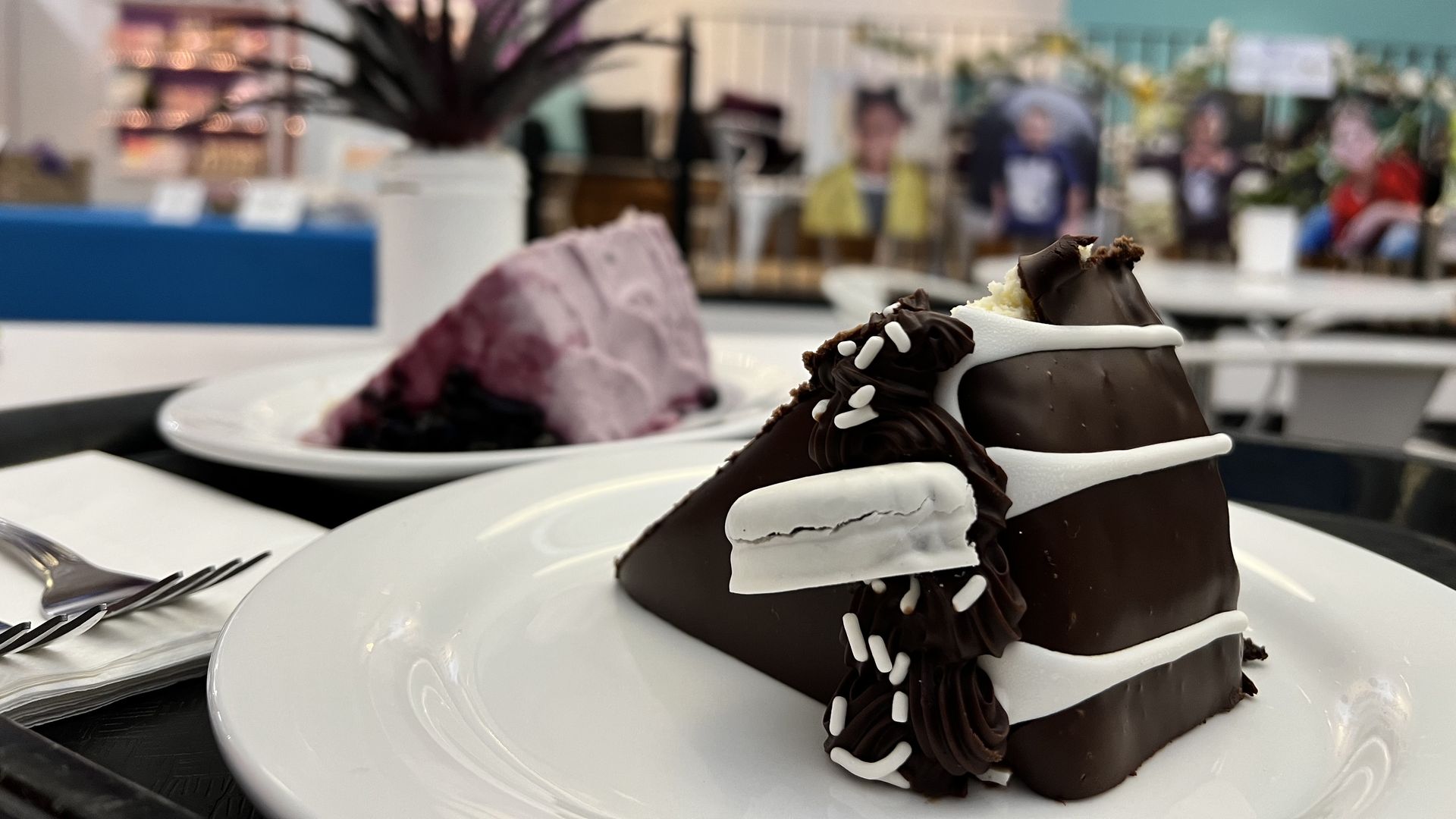 Photo of two slices of cake