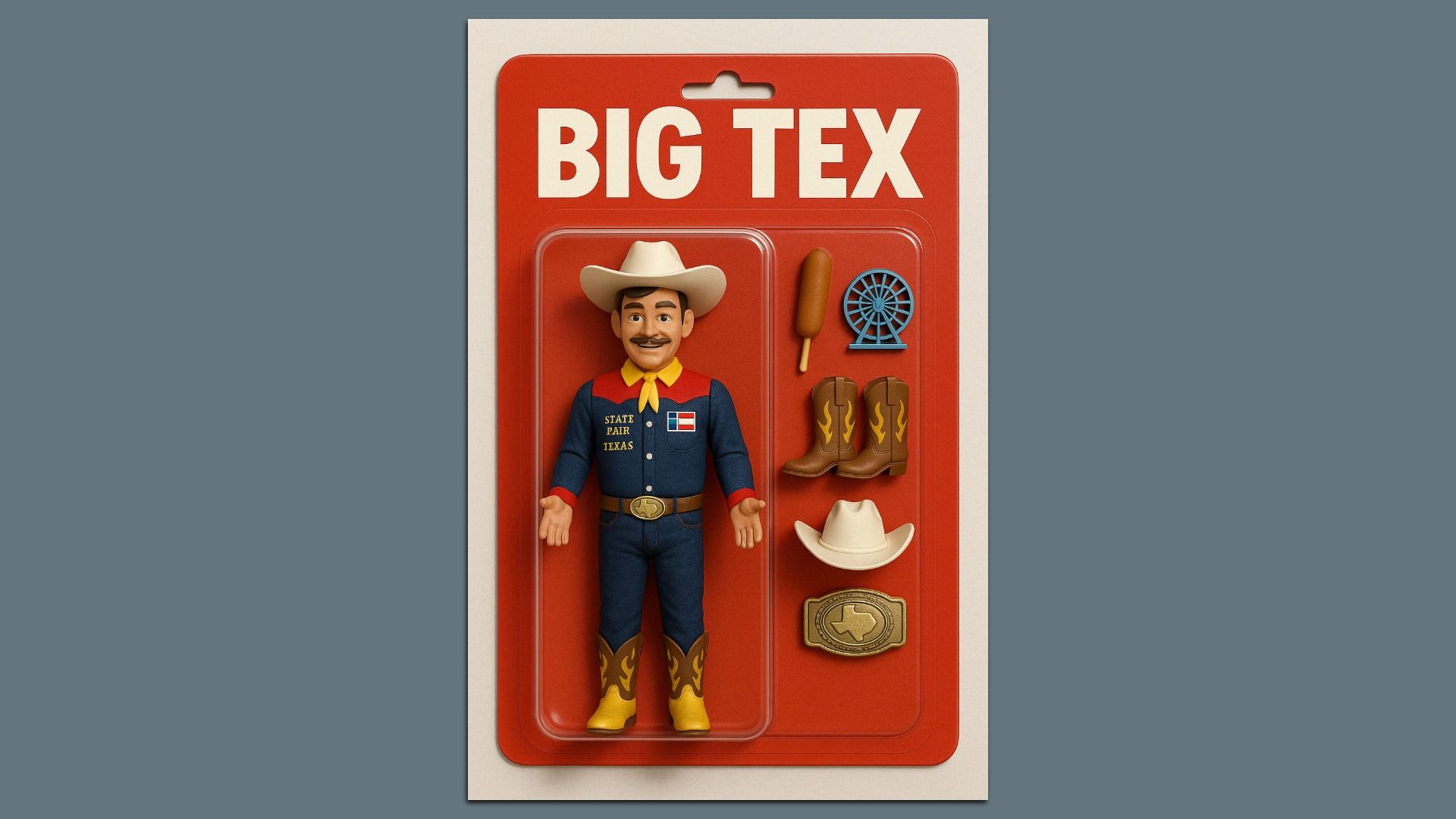 an AI-generated image of a doll wearing denim, cowboy hats and cowboy boots