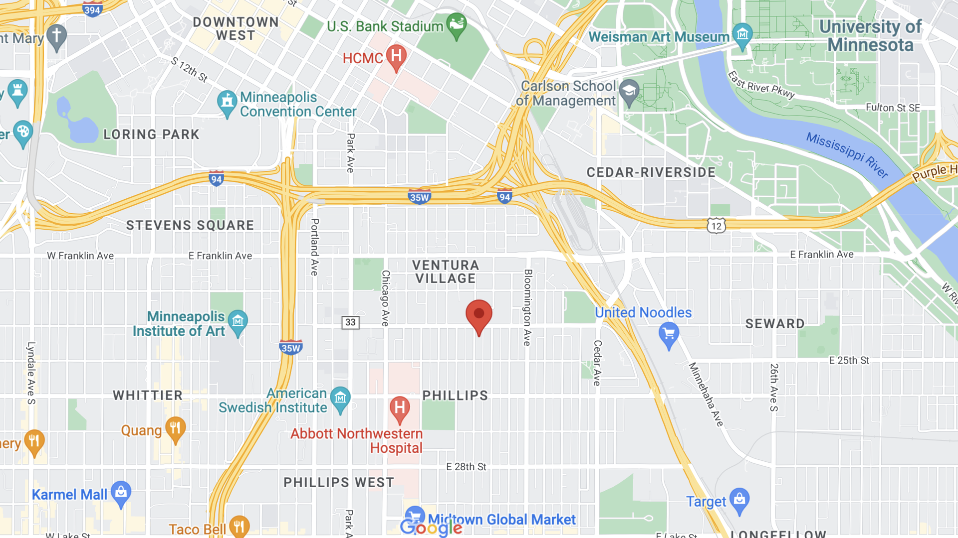 A map with the a pinpoint