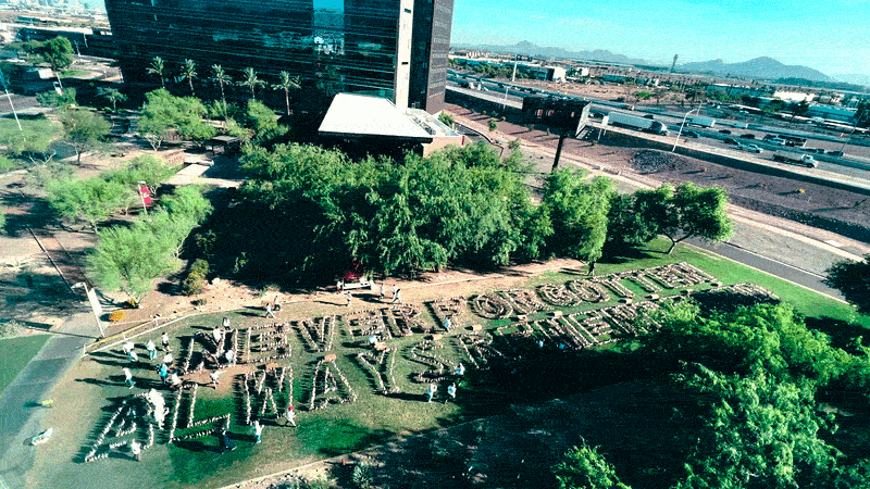 A time lapse gif of flag plantings in the form of "Never forgotten always Remembered."
