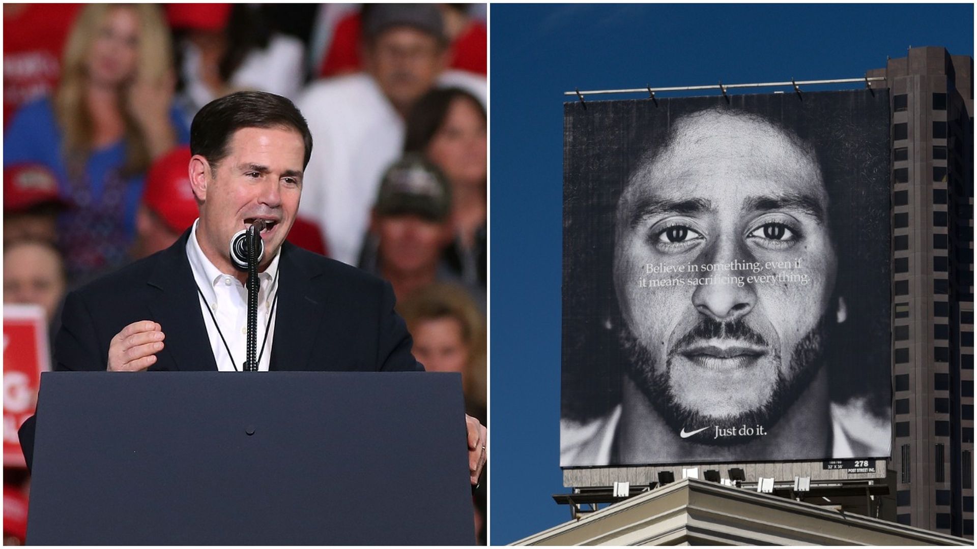 Gov. Doug Ducey and former NFL quarterback turned activist Colin Kaepernick.