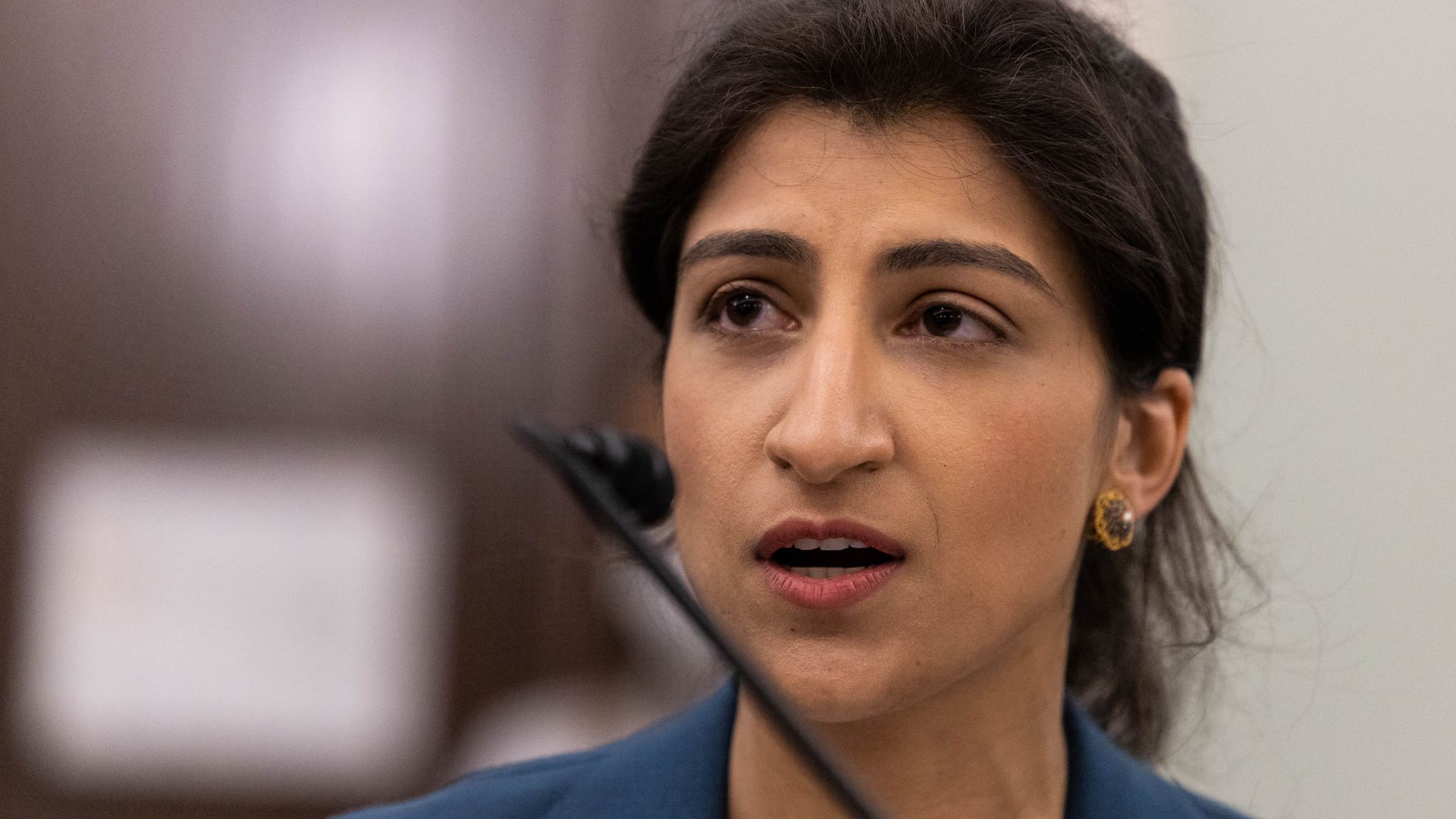 Lina Khan, commissioner of the Federal Trade Commission (FTC)  at a hearing in Washington, D.C., U.S. in 2021.