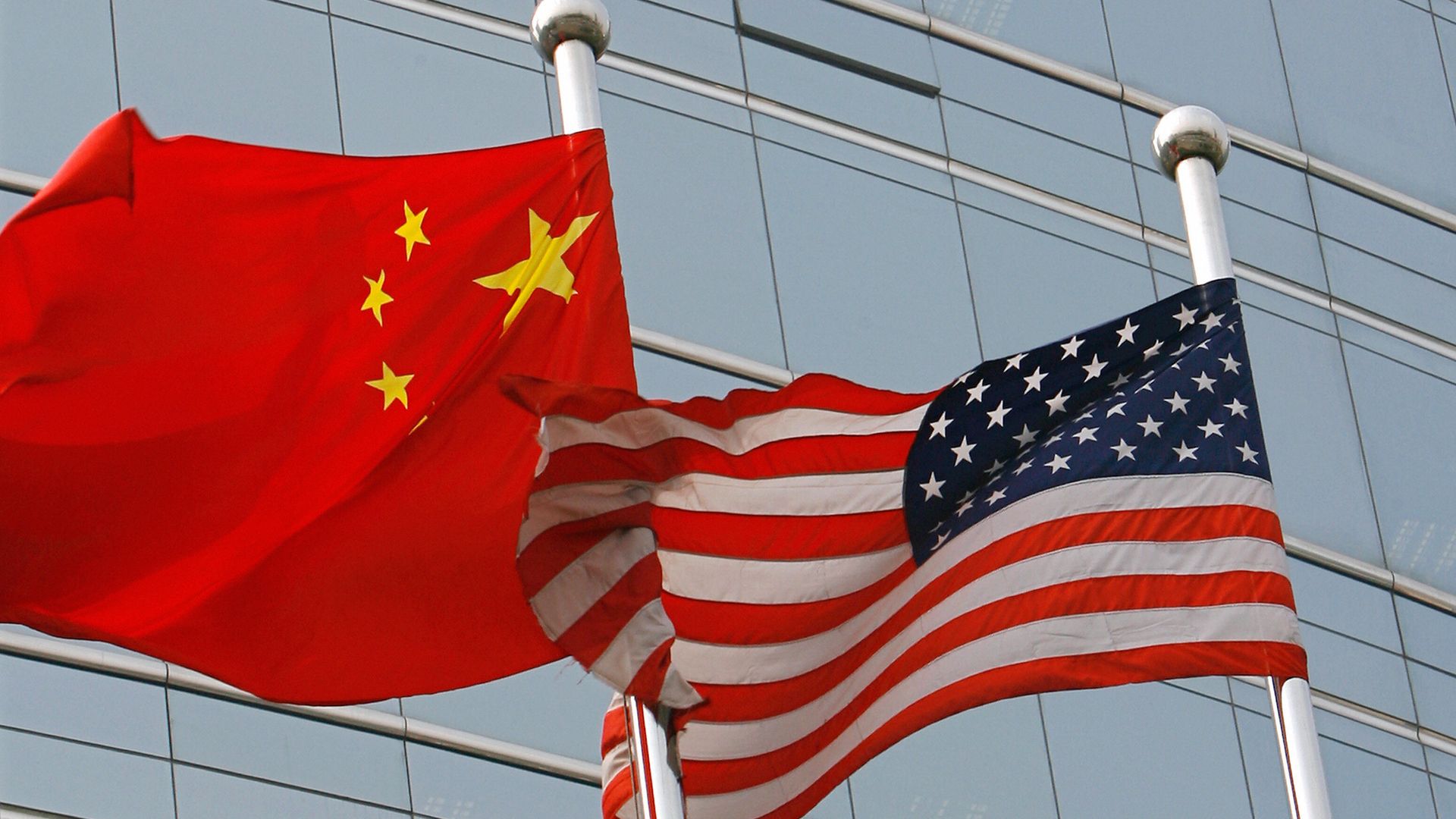 Photo of the American and Chinese flag.