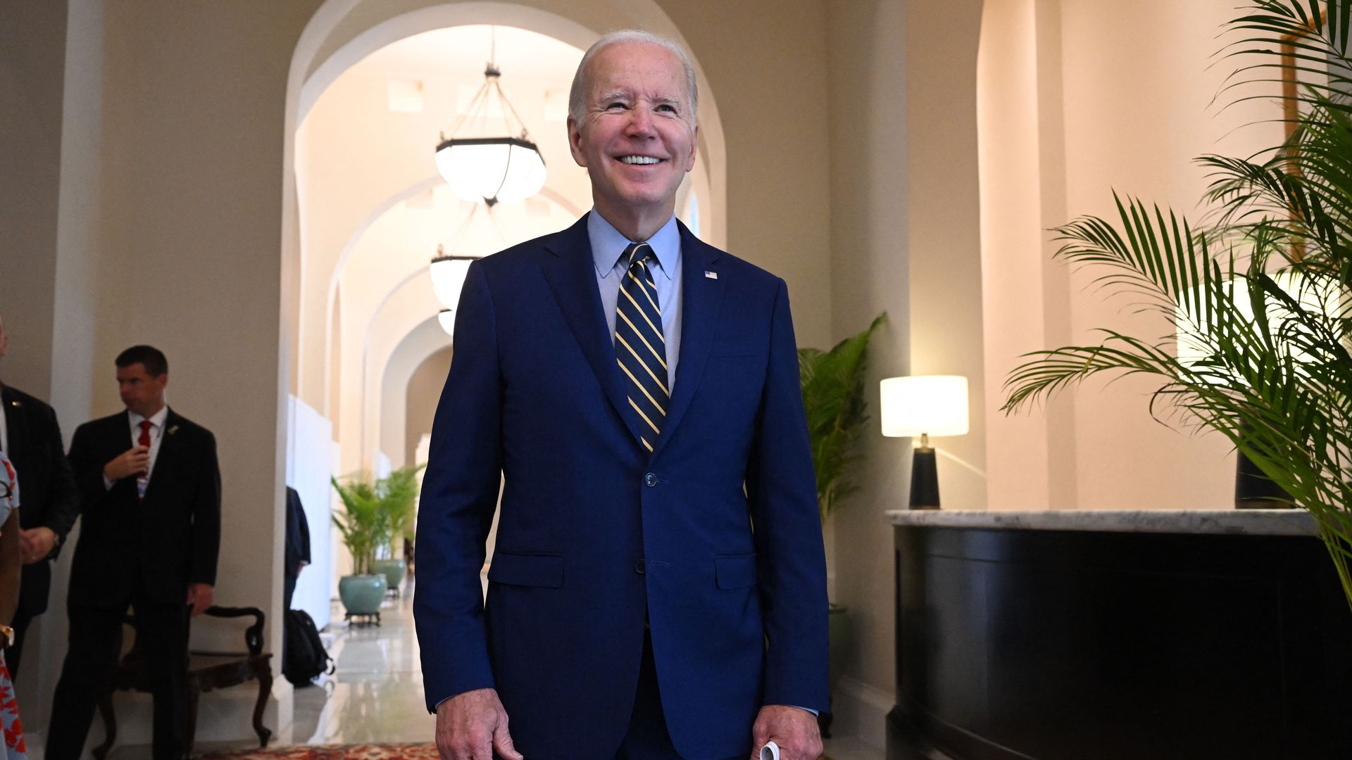 Joe Biden smiles as he speaks about the US midterm election results