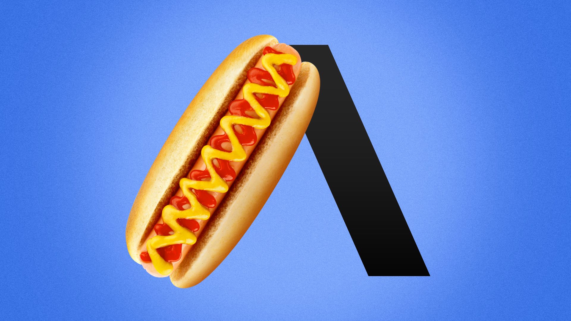 Illustration of the Axios "A" with a hotdog making up part of the letter. 
