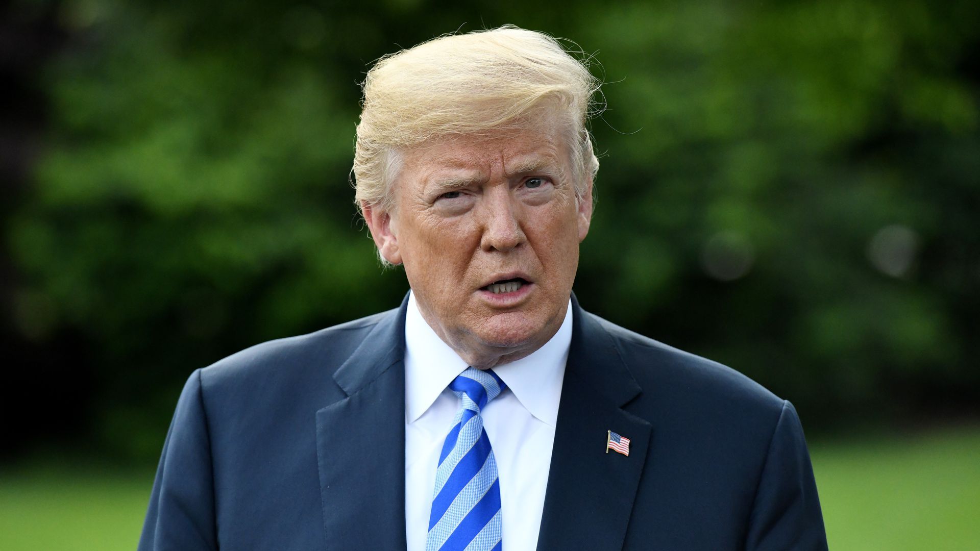 President Donald Trump speaking outside