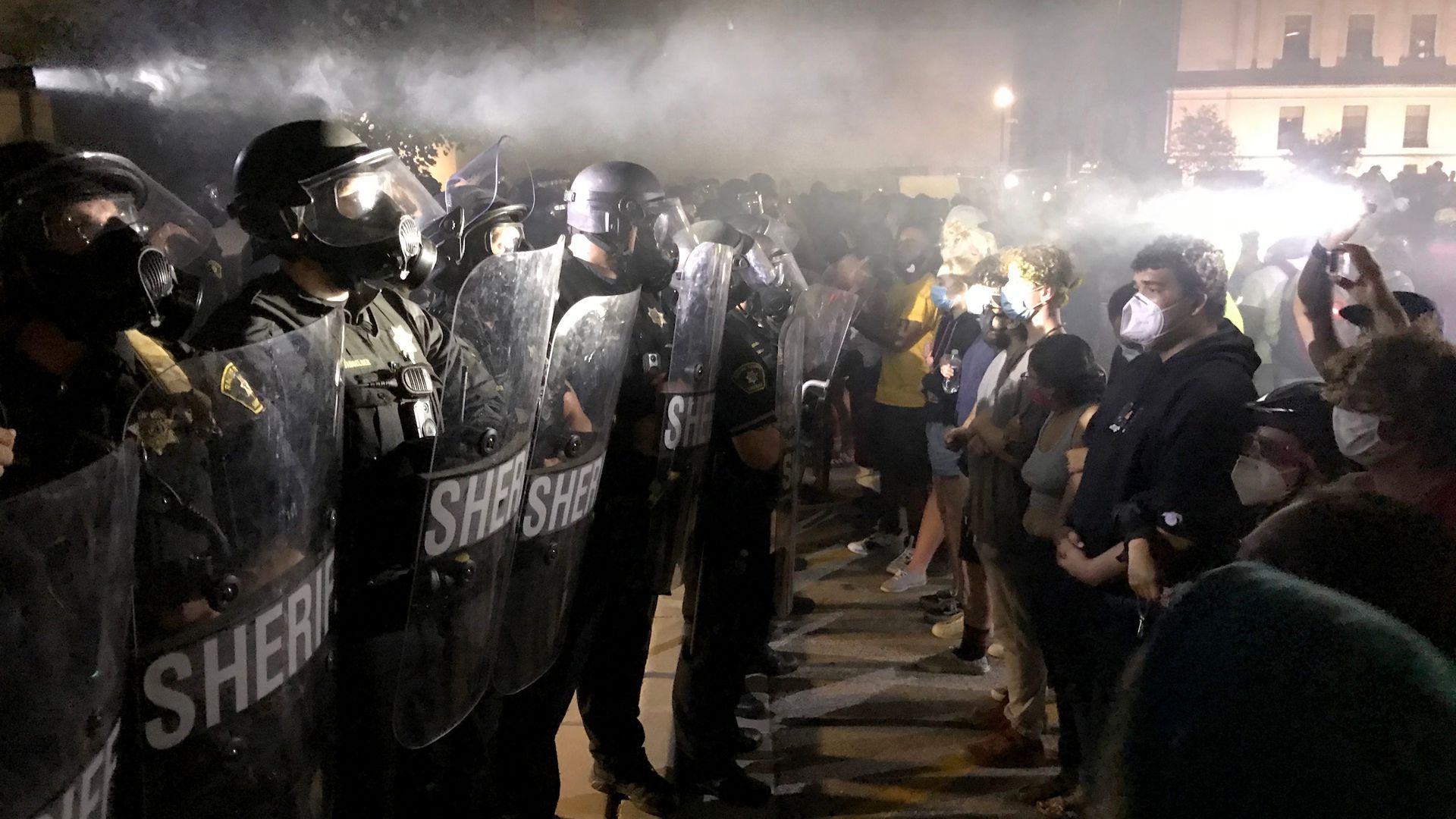 Police and protesters