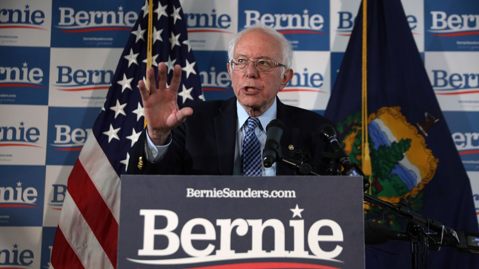 Democratic presidential candidate Sen. Bernie Sanders (I-VT) speaks to members of the media during a briefing at his campaign office March 4, 2020 in Burlington, Vermont.