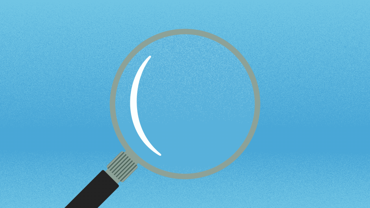 Animated illustration of a rat walking in front of a magnifying glass that makes its face look bigger.