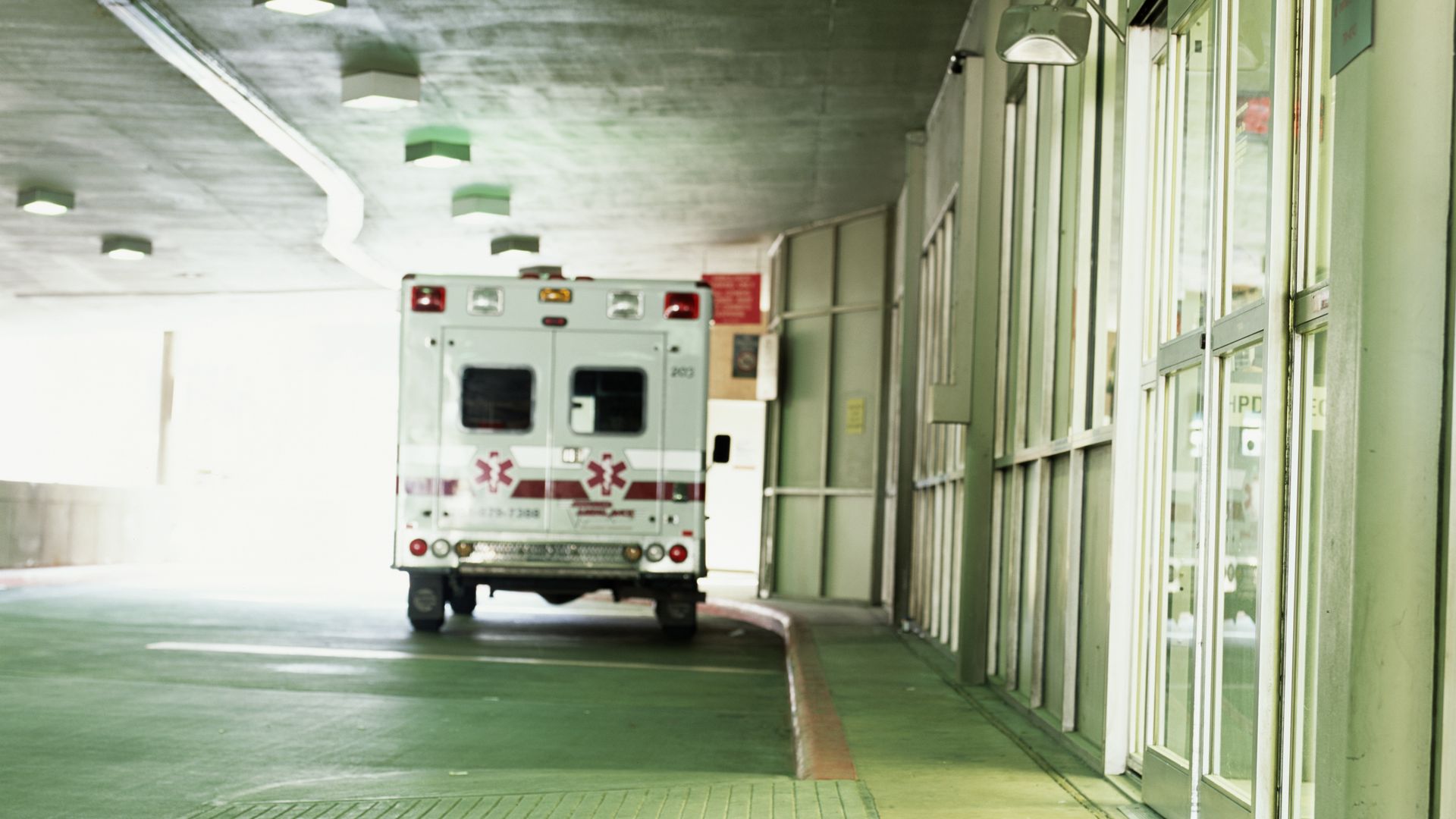 Ambulance in front of the ER