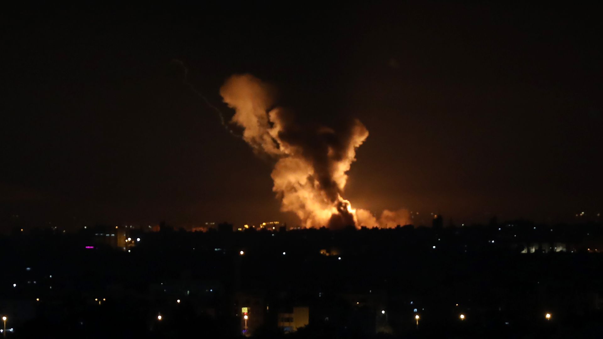 Israeli warplanes launched airstrikes on the central part of the Gaza Strip, on April 07, 2023 in Gaza City, Gaza.
