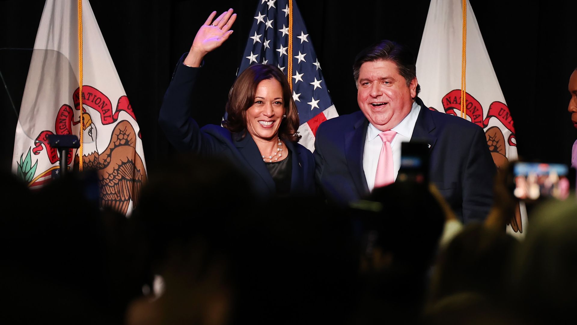 Vice President Kamala Harris and Illinois Governor JB Pritzker